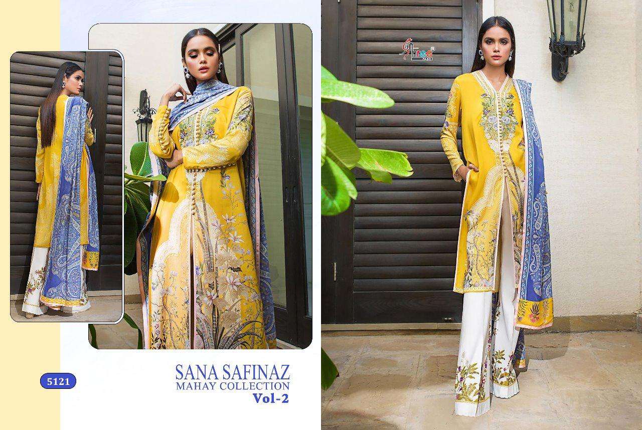 SANA SAFINAZ MAHAY COLLECTION VOL-2 BY SHREE FABS 5121 TO 5127 SERIES BEAUTIFUL PAKISTANI SUITS COLORFUL STYLISH FANCY CASUAL WEAR & ETHNIC WEAR HEAVY COTTON PRINTED WITH EMBROIDERY DRESSES AT WHOLESALE PRICE