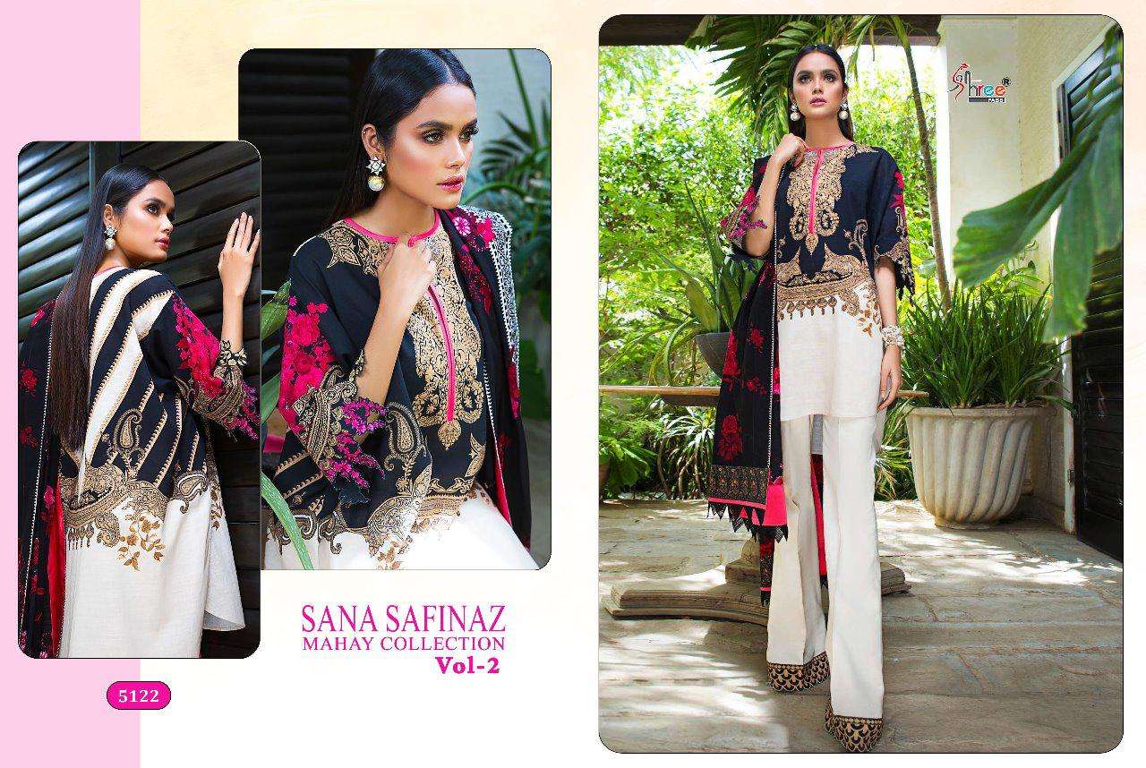 SANA SAFINAZ MAHAY COLLECTION VOL-2 BY SHREE FABS 5121 TO 5127 SERIES BEAUTIFUL PAKISTANI SUITS COLORFUL STYLISH FANCY CASUAL WEAR & ETHNIC WEAR HEAVY COTTON PRINTED WITH EMBROIDERY DRESSES AT WHOLESALE PRICE