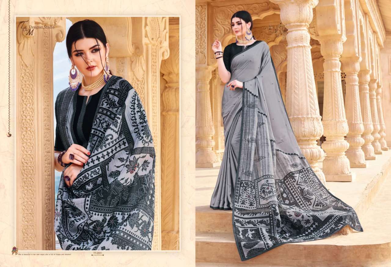 TATVAM VOL-23 BY T AND M DESIGNER STUDIO INDIAN TRADITIONAL WEAR COLLECTION BEAUTIFUL STYLISH FANCY COLORFUL PARTY WEAR & OCCASIONAL WEAR COTTON PRINTED SAREES AT WHOLESALE PRICE