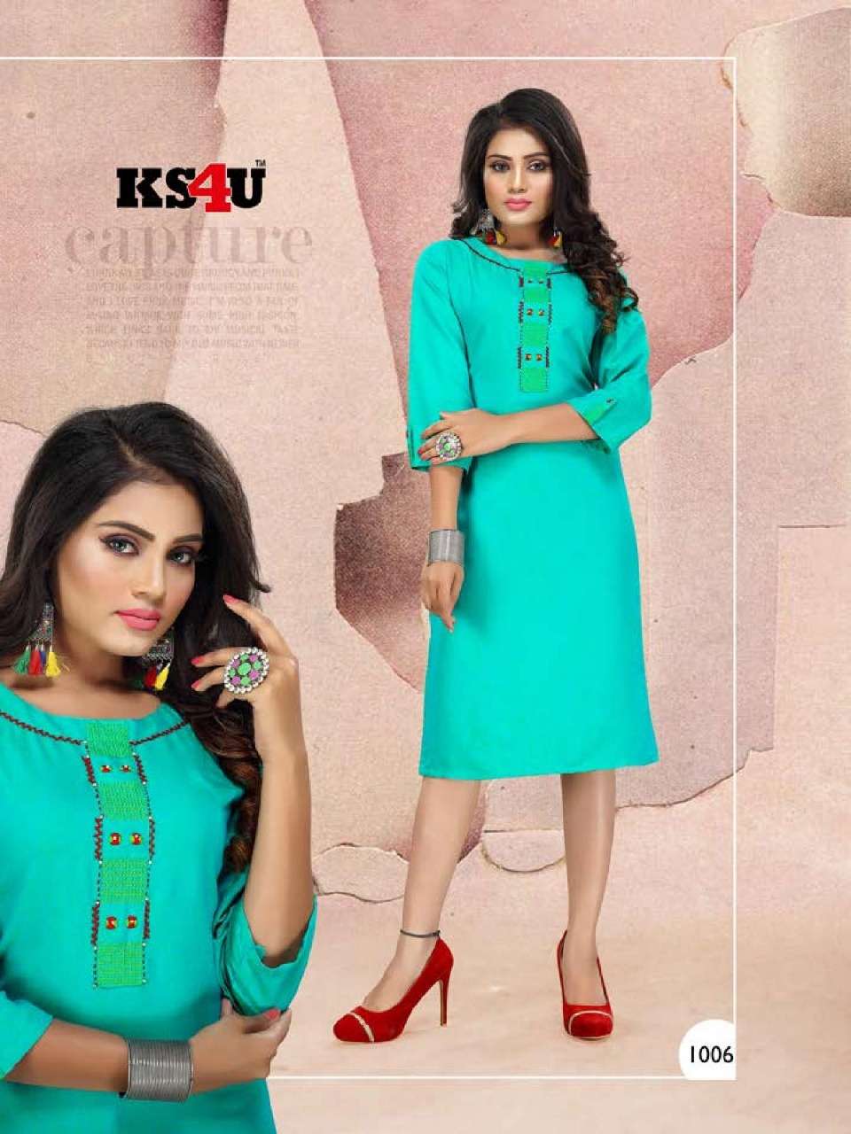 SUPER LOOK BY KS4U 1001 TO 1008 SERIES BEAUTIFUL COLORFUL STYLISH FANCY CASUAL WEAR & ETHNIC WEAR & READY TO WEAR RAYON TWO TONE KURTIS AT WHOLESALE PRICE