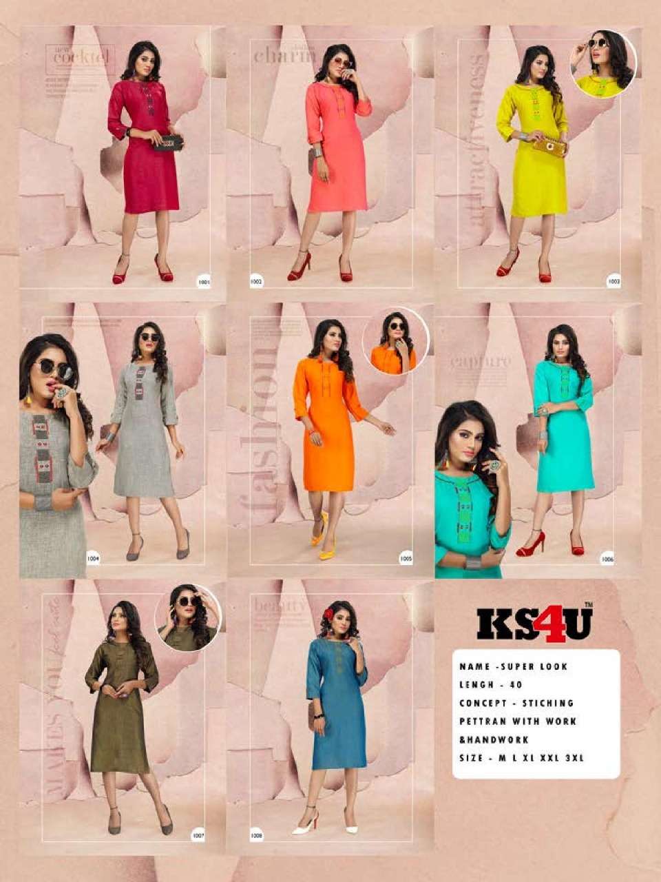 SUPER LOOK BY KS4U 1001 TO 1008 SERIES BEAUTIFUL COLORFUL STYLISH FANCY CASUAL WEAR & ETHNIC WEAR & READY TO WEAR RAYON TWO TONE KURTIS AT WHOLESALE PRICE