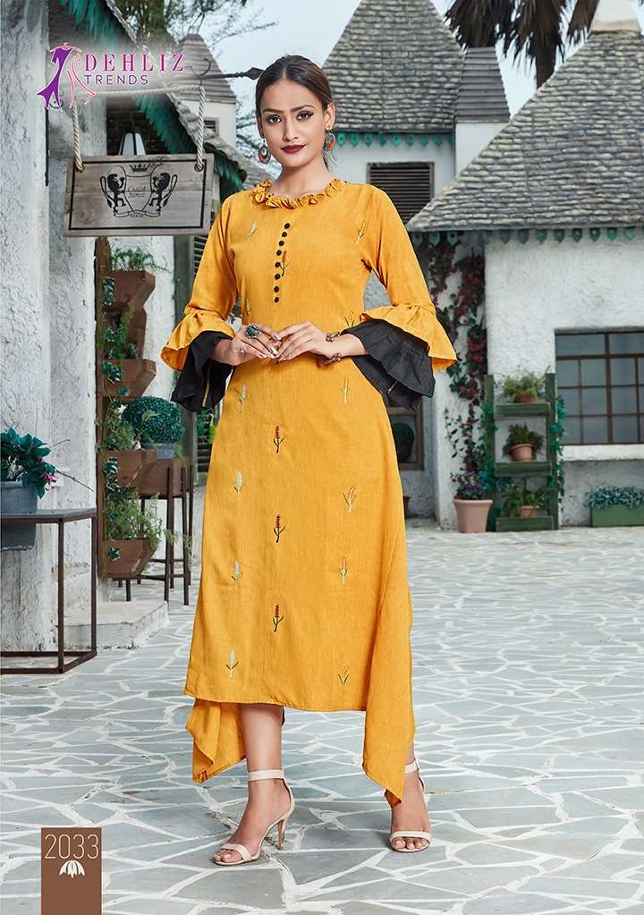 PARIDHAN BY DEHLIZ TRENDZ 2029 TO 2034 SERIES BEAUTIFUL COLORFUL STYLISH FANCY CASUAL WEAR & ETHNIC WEAR & READY TO WEAR MUSLIN WORKED KURTIS AT WHOLESALE PRICE