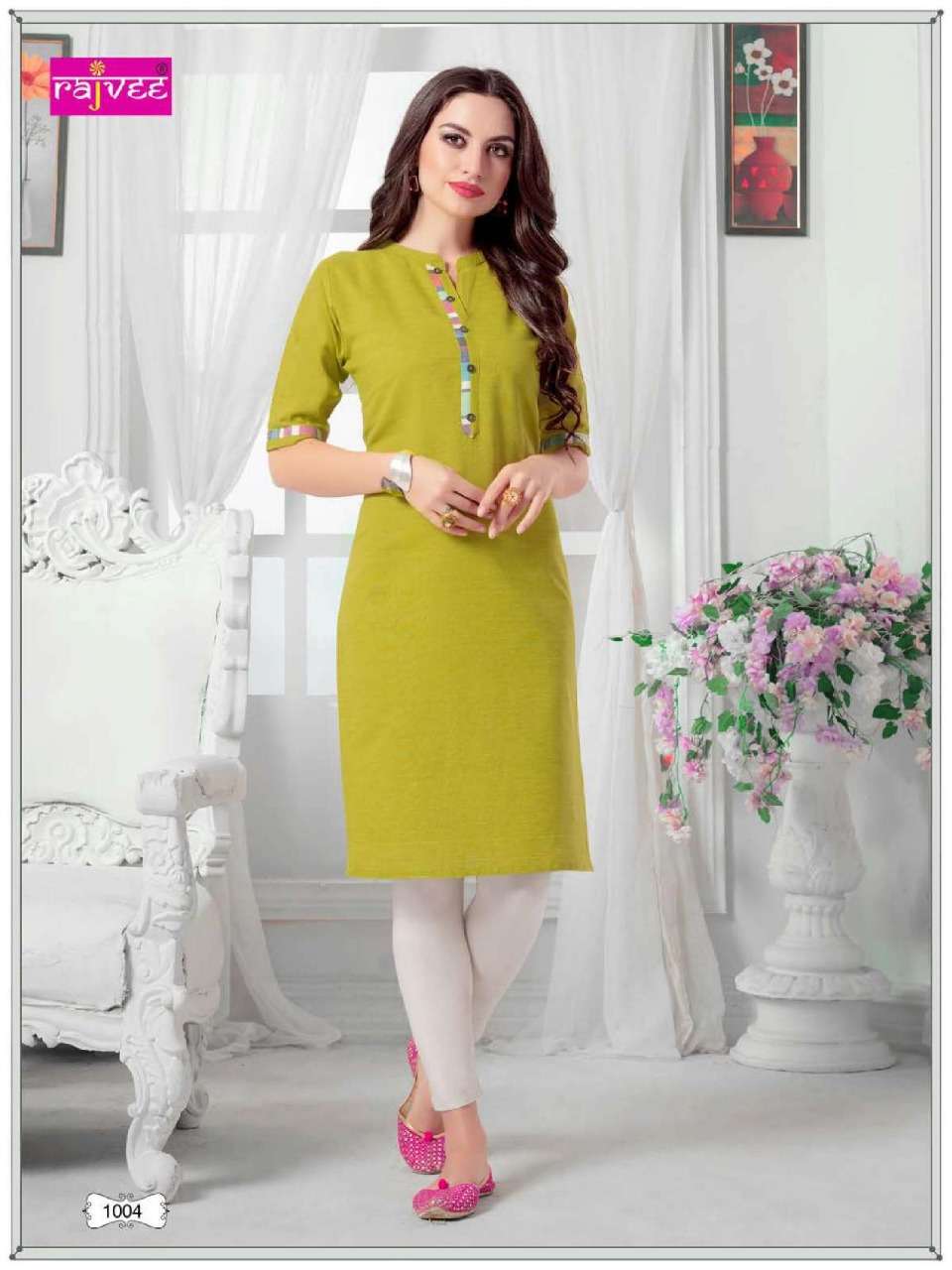 SAFFRON BY RAJVEE 1001 TO 1006 SERIES BEAUTIFUL COLORFUL STYLISH FANCY CASUAL WEAR & ETHNIC WEAR & READY TO WEAR HANDLOOM PRINTED KURTIS AT WHOLESALE PRICE