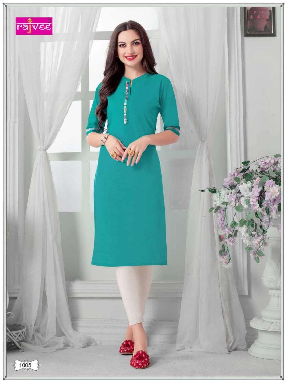 SAFFRON BY RAJVEE 1001 TO 1006 SERIES BEAUTIFUL COLORFUL STYLISH FANCY CASUAL WEAR & ETHNIC WEAR & READY TO WEAR HANDLOOM PRINTED KURTIS AT WHOLESALE PRICE
