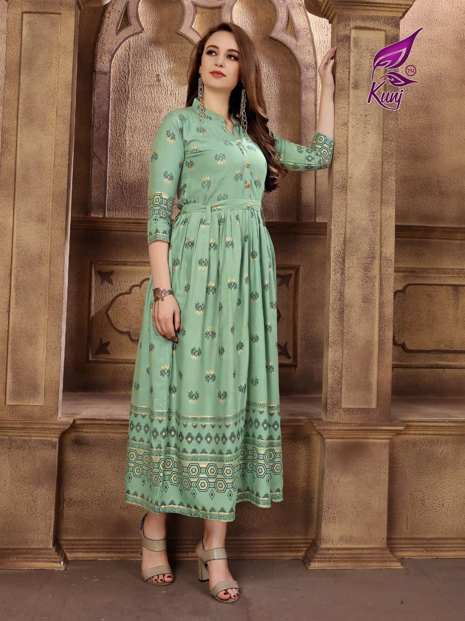 KITTY PARTY BY KUNJ 01 TO 10 SERIES BEAUTIFUL COLORFUL STYLISH FANCY CASUAL WEAR & ETHNIC WEAR & READY TO WEAR HEAVY RAYON PRINTED KURTIS AT WHOLESALE PRICE