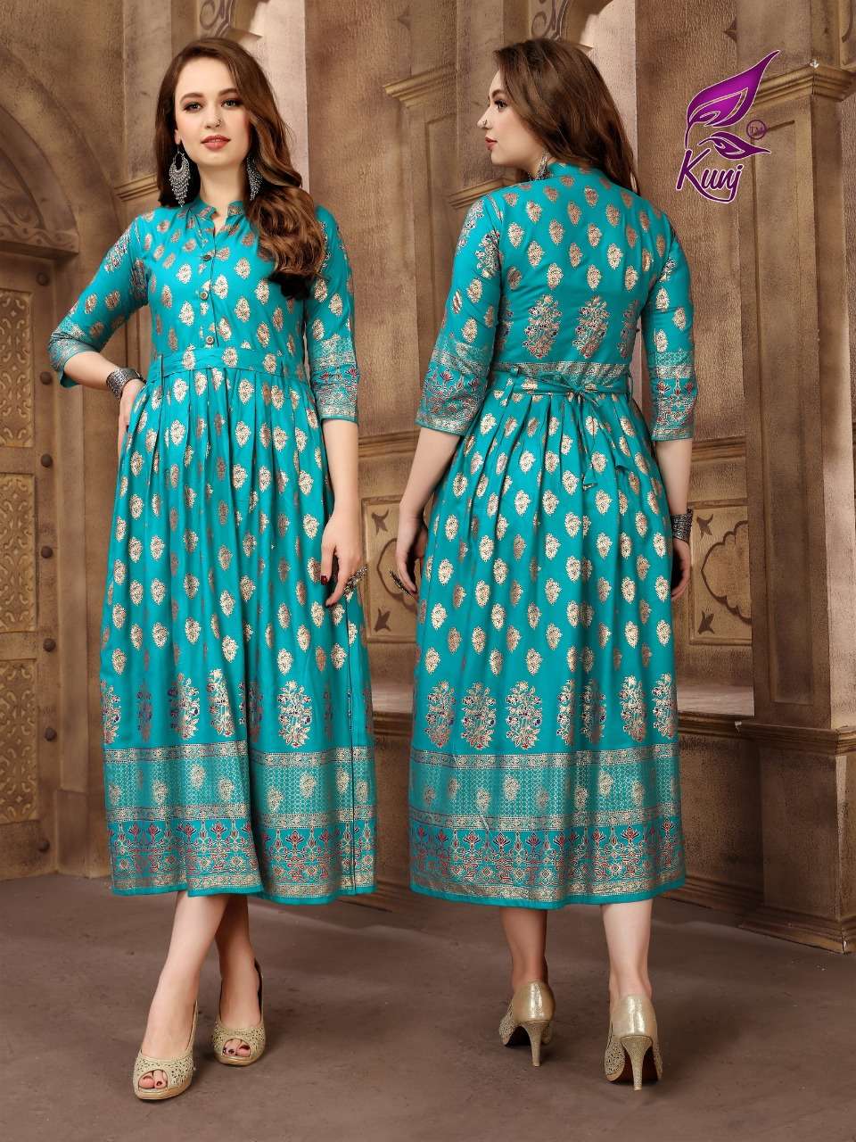 KITTY PARTY BY KUNJ 01 TO 10 SERIES BEAUTIFUL COLORFUL STYLISH FANCY CASUAL WEAR & ETHNIC WEAR & READY TO WEAR HEAVY RAYON PRINTED KURTIS AT WHOLESALE PRICE