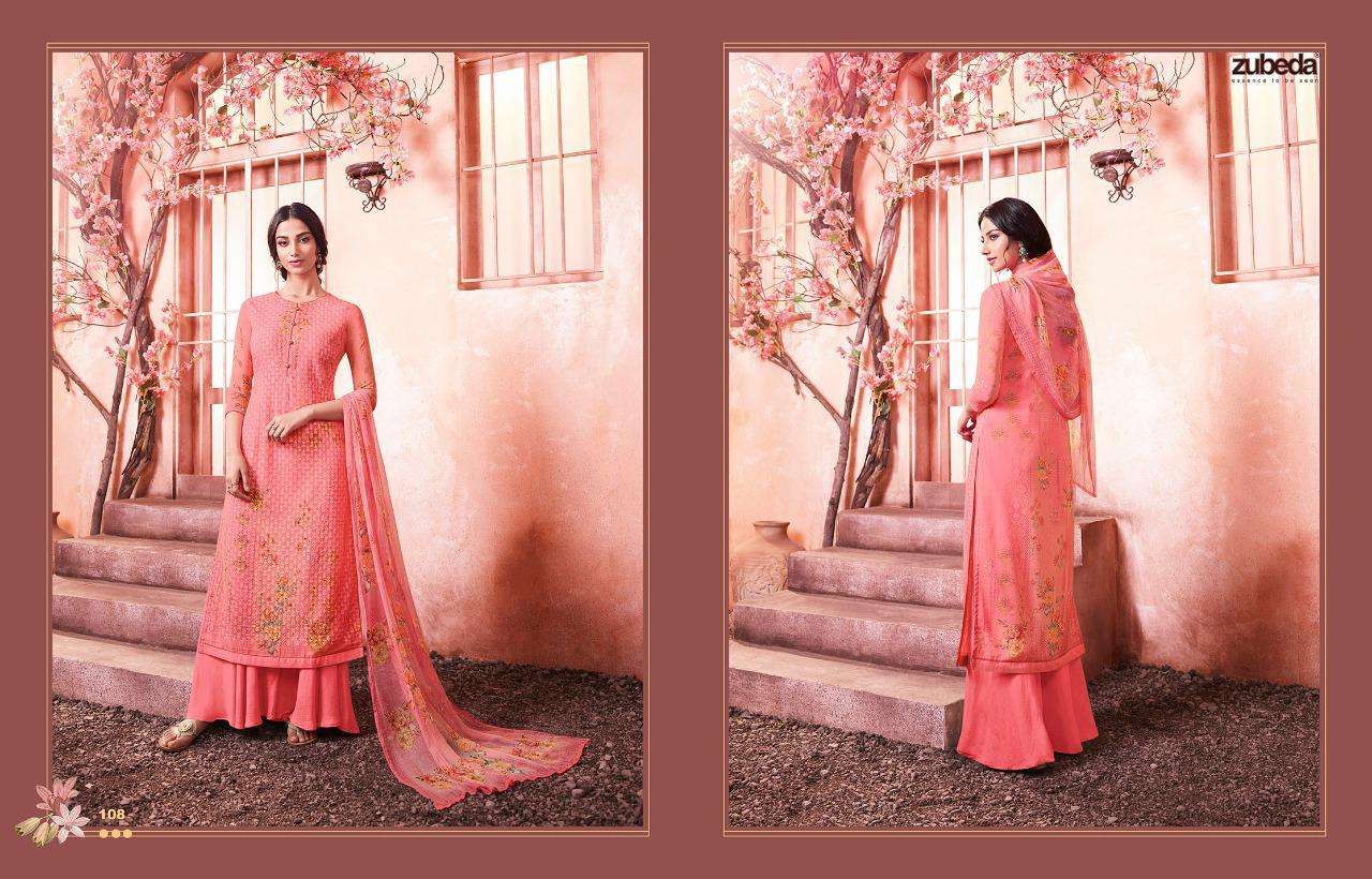 MAHER BY ZUBEDA 101 TO 108 SERIES DESIGNER SHARARA SUITS BEAUTIFUL STYLISH FANCY COLORFUL PARTY WEAR & ETHNIC WEAR GEORGETTE SHIFFLI DIGITAL PRINTED DRESSES AT WHOLESALE PRICE