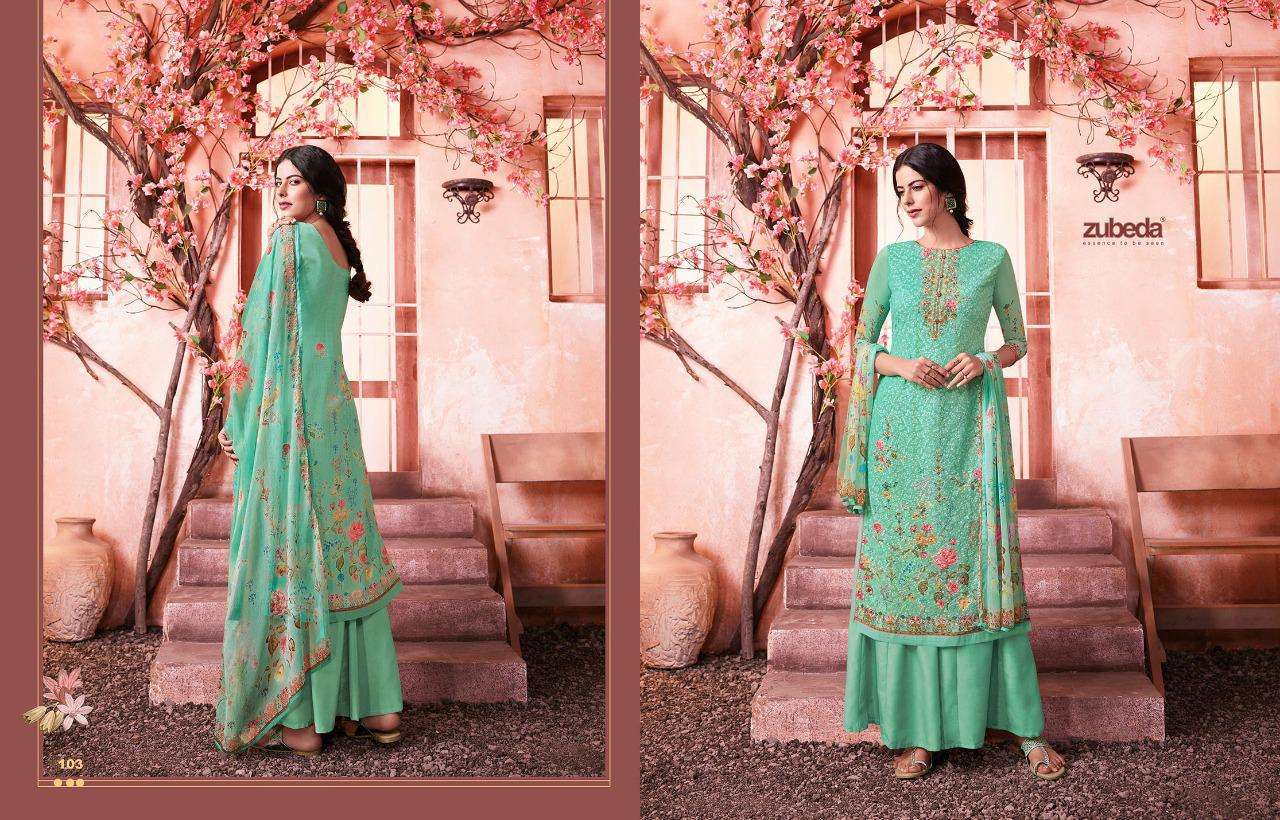 MAHER BY ZUBEDA 101 TO 108 SERIES DESIGNER SHARARA SUITS BEAUTIFUL STYLISH FANCY COLORFUL PARTY WEAR & ETHNIC WEAR GEORGETTE SHIFFLI DIGITAL PRINTED DRESSES AT WHOLESALE PRICE