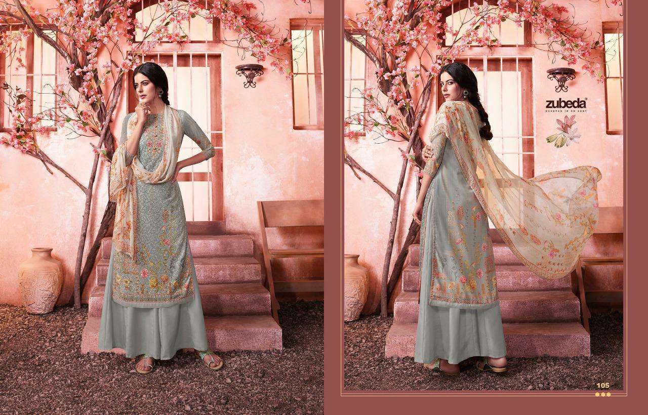 MAHER BY ZUBEDA 101 TO 108 SERIES DESIGNER SHARARA SUITS BEAUTIFUL STYLISH FANCY COLORFUL PARTY WEAR & ETHNIC WEAR GEORGETTE SHIFFLI DIGITAL PRINTED DRESSES AT WHOLESALE PRICE