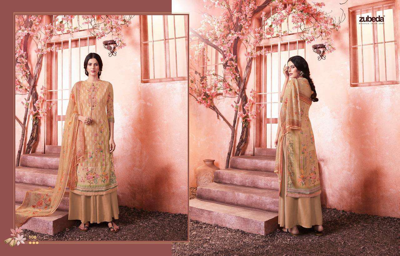 MAHER BY ZUBEDA 101 TO 108 SERIES DESIGNER SHARARA SUITS BEAUTIFUL STYLISH FANCY COLORFUL PARTY WEAR & ETHNIC WEAR GEORGETTE SHIFFLI DIGITAL PRINTED DRESSES AT WHOLESALE PRICE