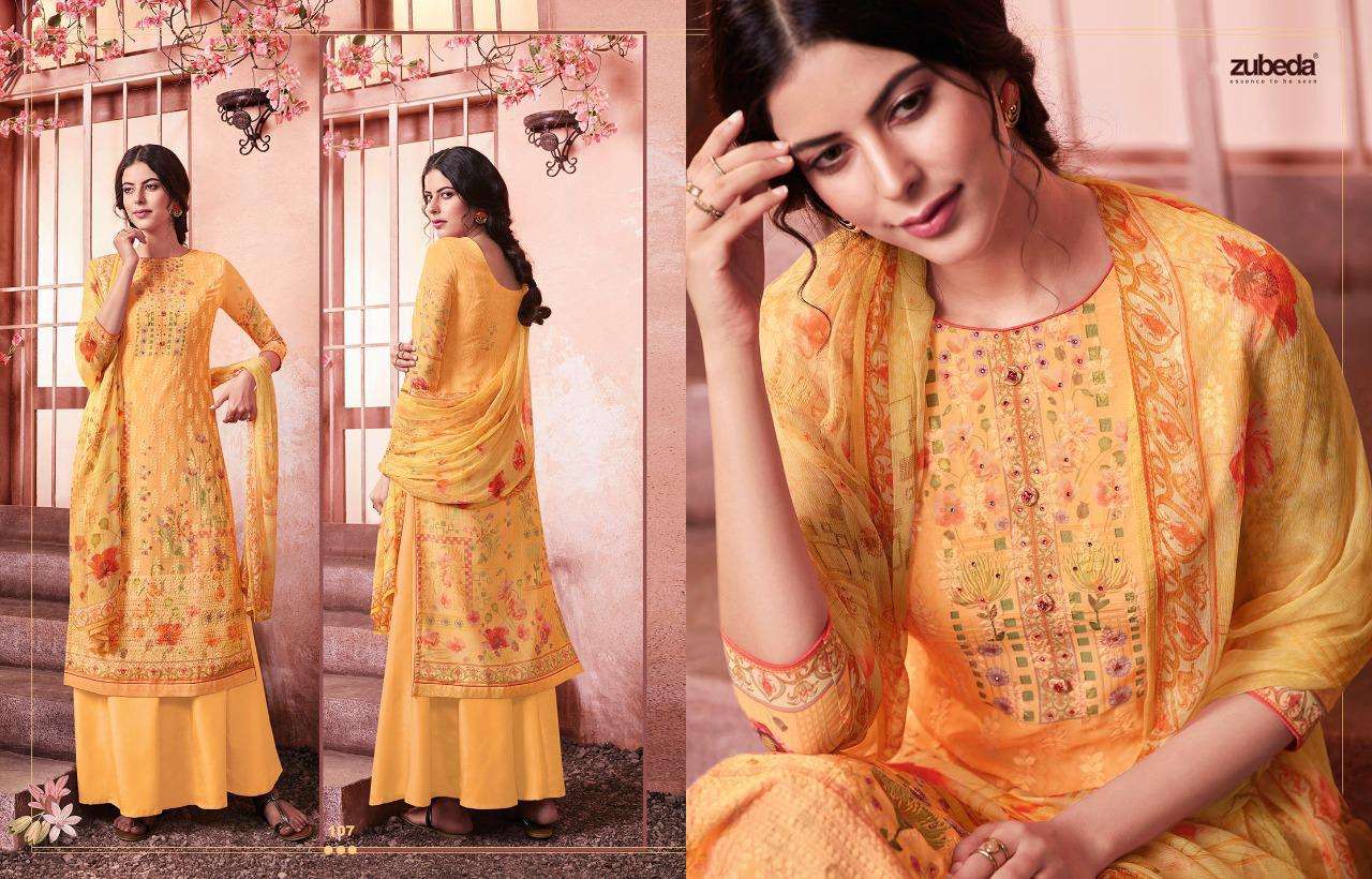 MAHER BY ZUBEDA 101 TO 108 SERIES DESIGNER SHARARA SUITS BEAUTIFUL STYLISH FANCY COLORFUL PARTY WEAR & ETHNIC WEAR GEORGETTE SHIFFLI DIGITAL PRINTED DRESSES AT WHOLESALE PRICE