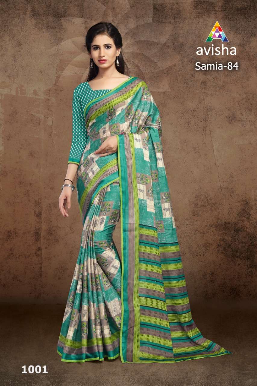 SAMIA VOL-84 BY AVISHA 1001 TO 1004 SERIES INDIAN TRADITIONAL WEAR COLLECTION BEAUTIFUL STYLISH FANCY COLORFUL PARTY WEAR & OCCASIONAL WEAR DYNA SILK SAREES AT WHOLESALE PRICE