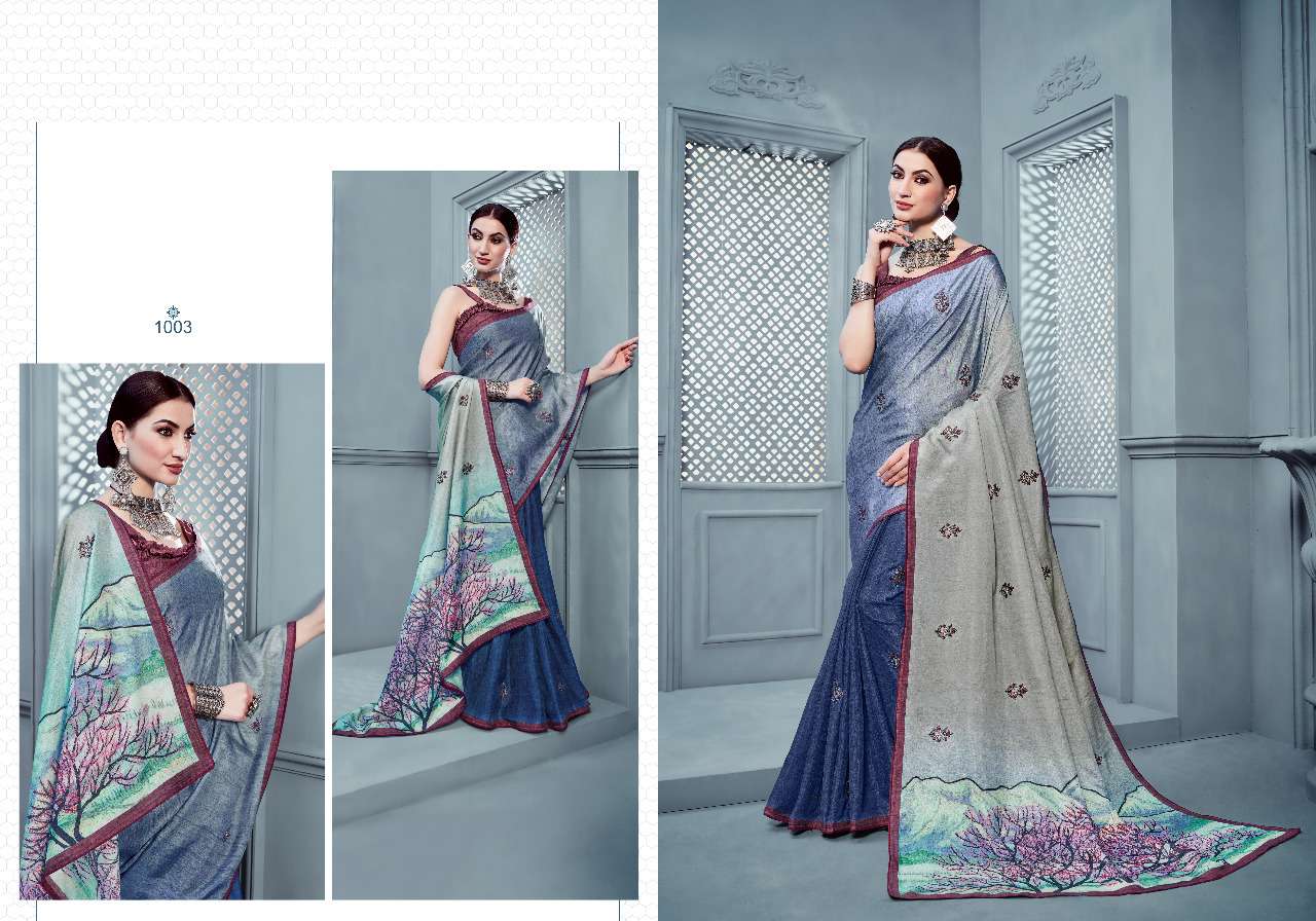 ETHANIC TWISH BY H RAJ SAREE 1001 TO 1012 SERIES INDIAN TRADITIONAL WEAR COLLECTION BEAUTIFUL STYLISH FANCY COLORFUL PARTY WEAR & OCCASIONAL WEAR PURE MANIPURI SILK WITH EMBROIDERY SAREES AT WHOLESALE PRICE