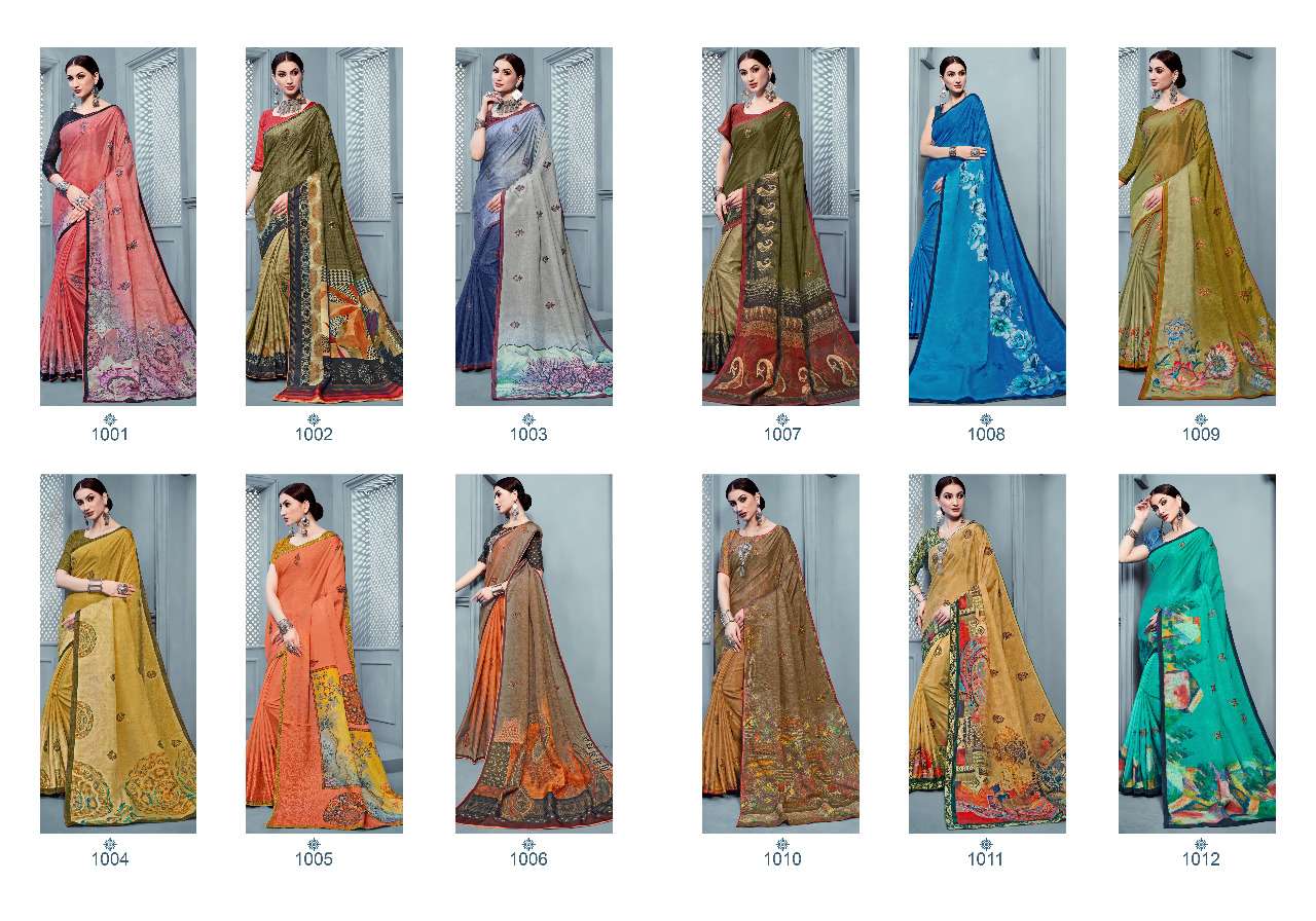ETHANIC TWISH BY H RAJ SAREE 1001 TO 1012 SERIES INDIAN TRADITIONAL WEAR COLLECTION BEAUTIFUL STYLISH FANCY COLORFUL PARTY WEAR & OCCASIONAL WEAR PURE MANIPURI SILK WITH EMBROIDERY SAREES AT WHOLESALE PRICE