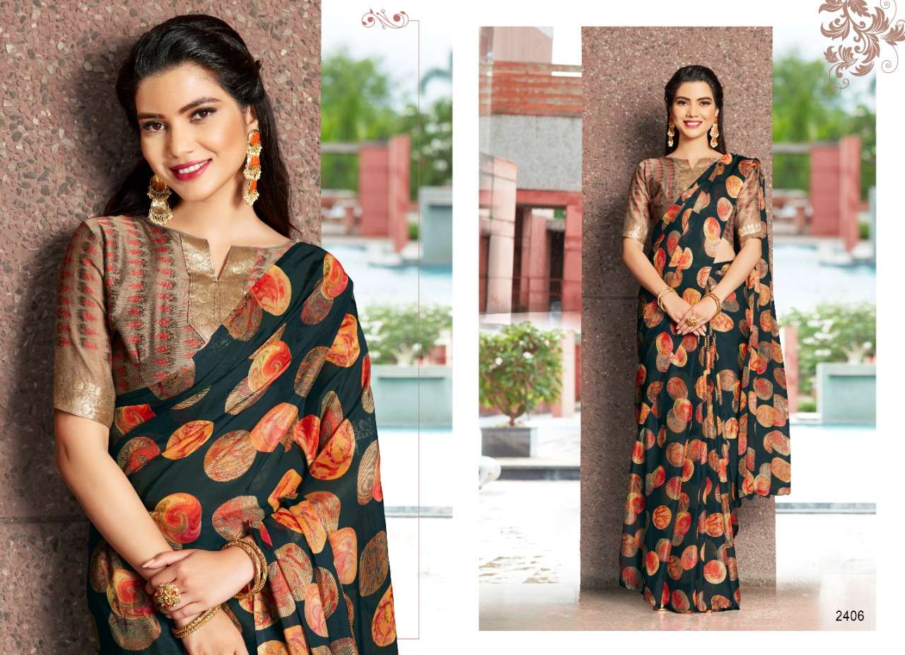 MEGHANA BY H RAJ 2401 TO 2408 SERIES INDIAN TRADITIONAL WEAR COLLECTION BEAUTIFUL STYLISH FANCY COLORFUL PARTY WEAR & OCCASIONAL WEAR TABBEY SILK SAREES AT WHOLESALE PRICE
