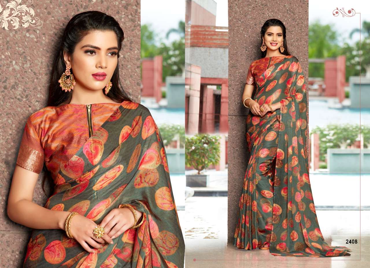 MEGHANA BY H RAJ 2401 TO 2408 SERIES INDIAN TRADITIONAL WEAR COLLECTION BEAUTIFUL STYLISH FANCY COLORFUL PARTY WEAR & OCCASIONAL WEAR TABBEY SILK SAREES AT WHOLESALE PRICE
