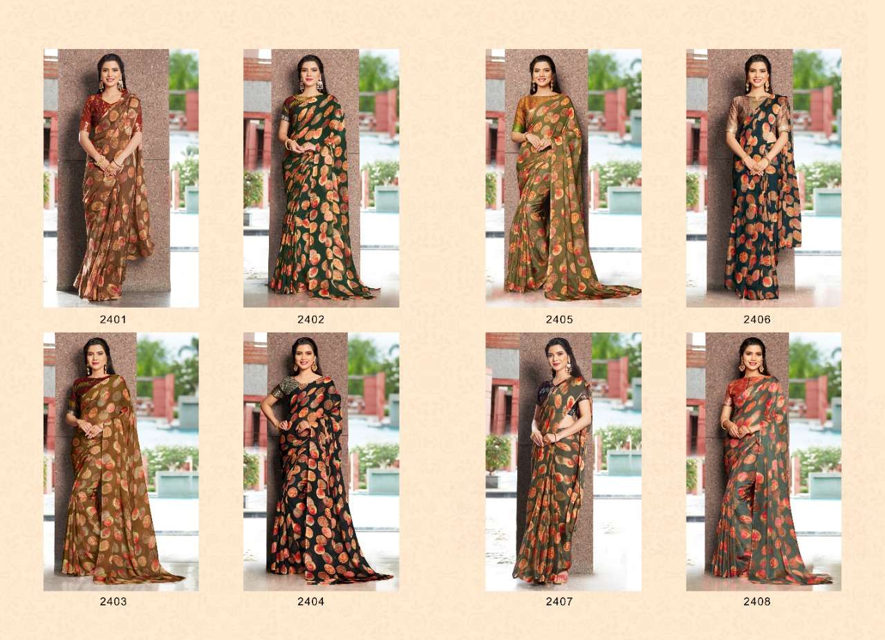 MEGHANA BY H RAJ 2401 TO 2408 SERIES INDIAN TRADITIONAL WEAR COLLECTION BEAUTIFUL STYLISH FANCY COLORFUL PARTY WEAR & OCCASIONAL WEAR TABBEY SILK SAREES AT WHOLESALE PRICE