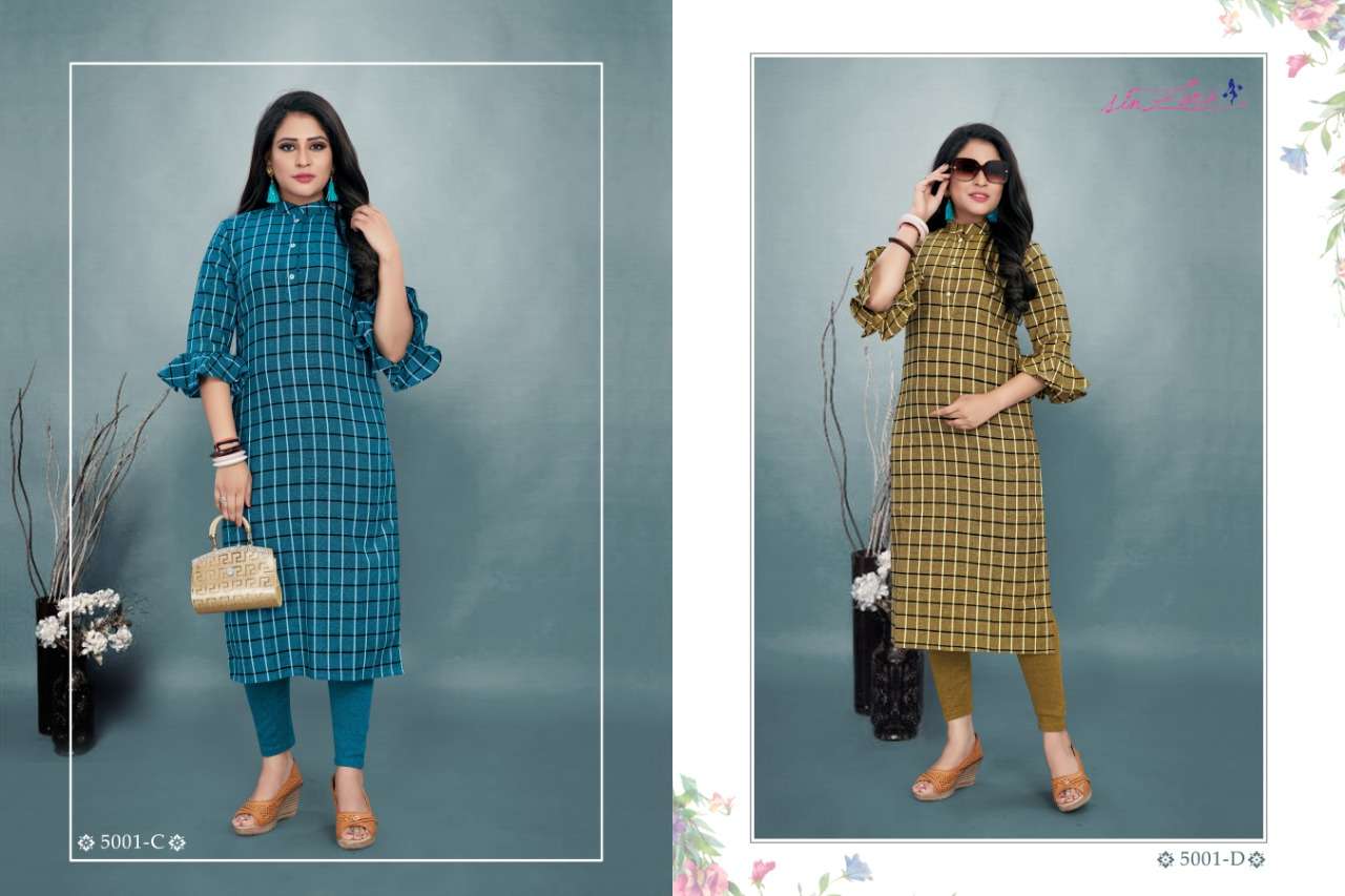 CKECKERS VOL-2 BY SINZARA 5001-A TO 5001-H SERIES BEAUTIFUL COLORFUL STYLISH FANCY CASUAL WEAR & ETHNIC WEAR & READY TO WEAR PURE PREMIUM COTTON KURTIS AT WHOLESALE PRICE