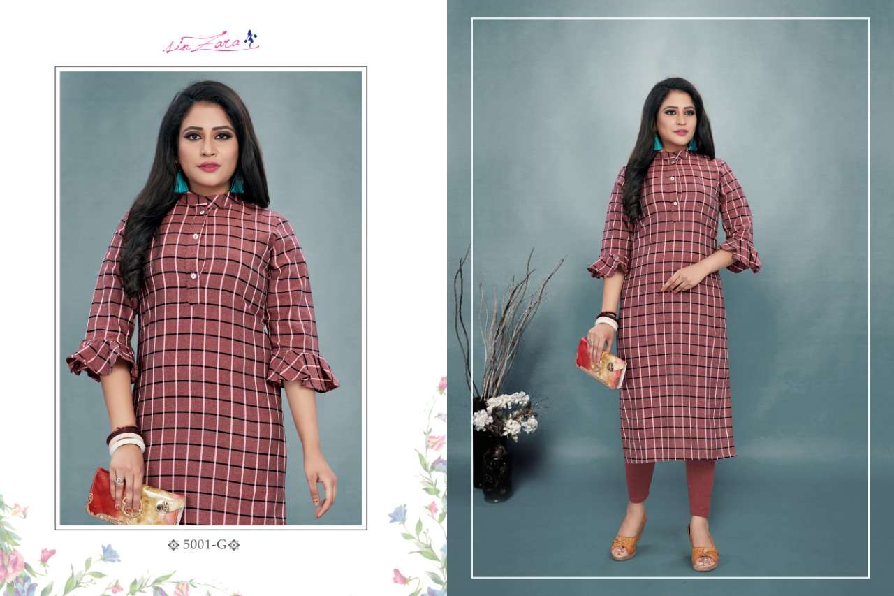 CKECKERS VOL-2 BY SINZARA 5001-A TO 5001-H SERIES BEAUTIFUL COLORFUL STYLISH FANCY CASUAL WEAR & ETHNIC WEAR & READY TO WEAR PURE PREMIUM COTTON KURTIS AT WHOLESALE PRICE
