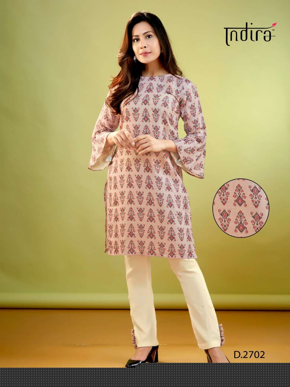 SHARAD BY INDIRA 2701 TO 2708 SERIES BEAUTIFUL COLORFUL STYLISH FANCY CASUAL WEAR & ETHNIC WEAR & READY TO WEAR PASHMINA DIGITAL PRINT KURTIS WITH BOTTOM AT WHOLESALE PRICE