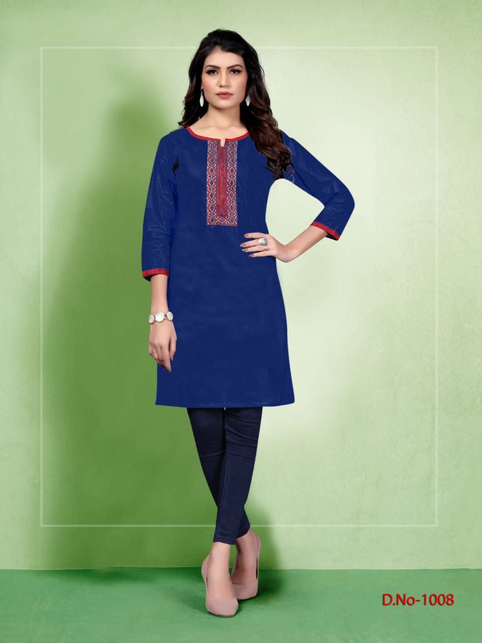 PARI BY WATERMELON 1001 TO 1008 SERIES STYLISH FANCY BEAUTIFUL COLORFUL CASUAL WEAR & ETHNIC WEAR COTTON PRINTED KURTIS AT WHOLESALE PRICE