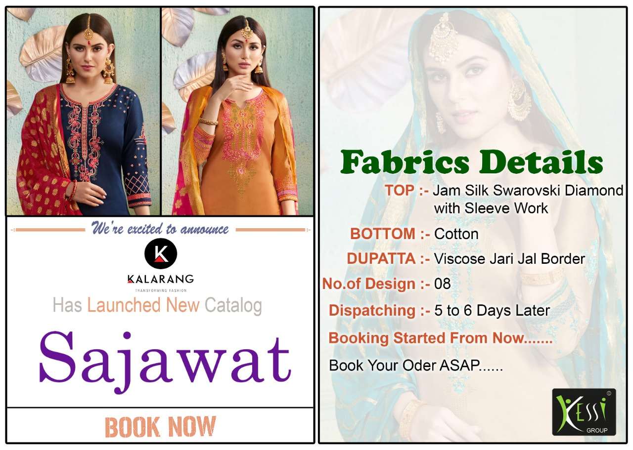 SAJAWAT BY KESSI 5291 TO 5298 SERIES DESIGNER SUITS BEAUTIFUL STYLISH FANCY COLORFUL PARTY WEAR & OCCASIONAL WEAR JAM SILK WITH SARWOSKI DIAMOND DRESSES AT WHOLESALE PRICE