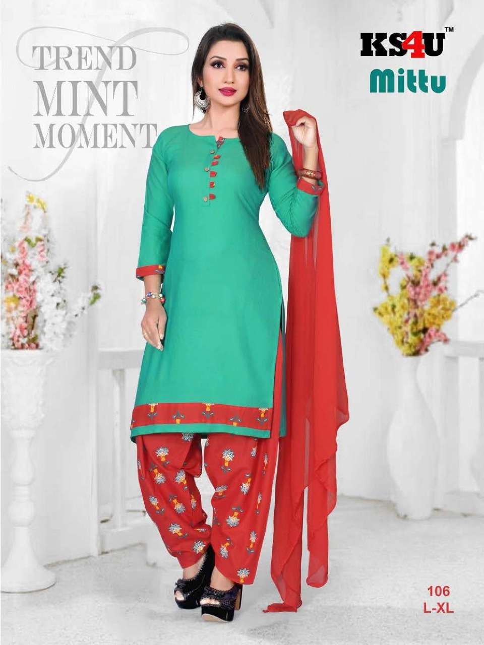 MITTU BY KS4U 101 TO 106 SERIES DESIGNER PATIYALA SUITS BEAUTIFUL FANCY COLORFUL STYLISH PARTY WEAR & ETHNIC WEAR RAYON PRINTED DRESSES AT WHOLESALE PRICE