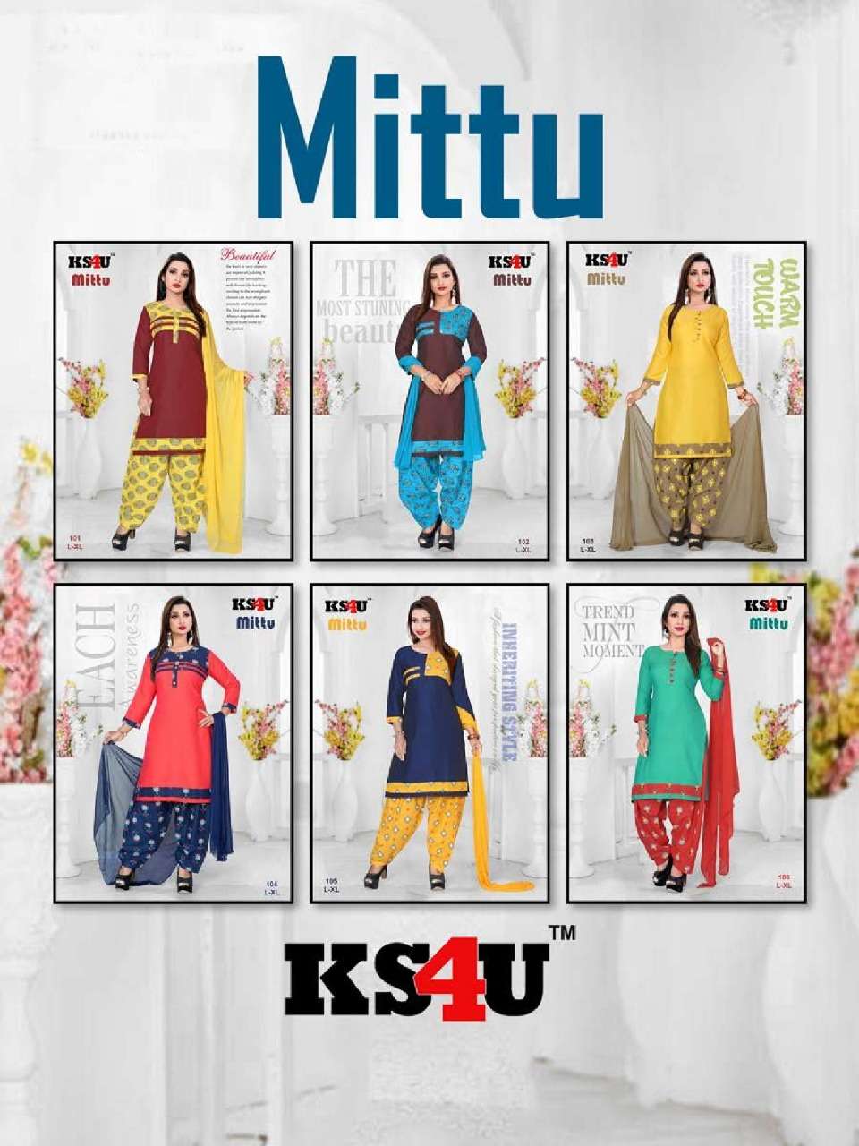 MITTU BY KS4U 101 TO 106 SERIES DESIGNER PATIYALA SUITS BEAUTIFUL FANCY COLORFUL STYLISH PARTY WEAR & ETHNIC WEAR RAYON PRINTED DRESSES AT WHOLESALE PRICE