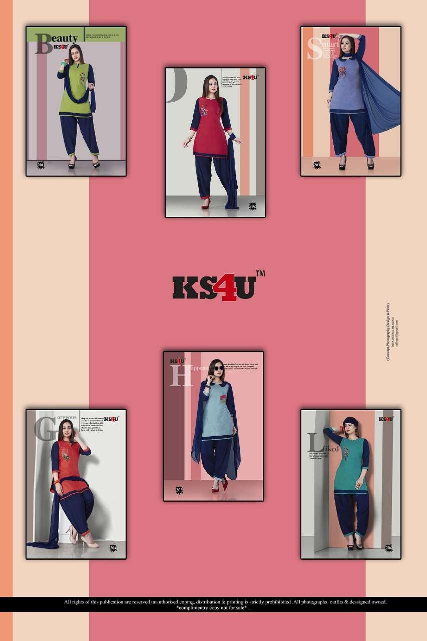 SURABHI BY KS4U 201 TO 206 SERIES DESIGNER PATIYALA SUITS BEAUTIFUL FANCY COLORFUL STYLISH PARTY WEAR & ETHNIC WEAR RAYON WITH EMBROIDERY DRESSES AT WHOLESALE PRICE