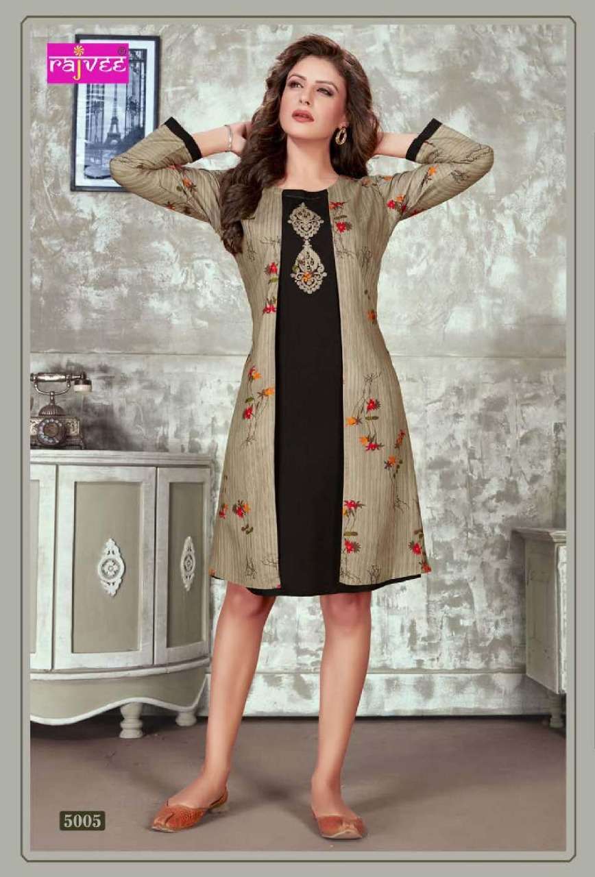 MOMENT VOL-2 BY RAJVEE 5001 TO 5008 SERIES STYLISH FANCY BEAUTIFUL COLORFUL CASUAL WEAR & ETHNIC WEAR RAYON PRINTED KURTIS AT WHOLESALE PRICE