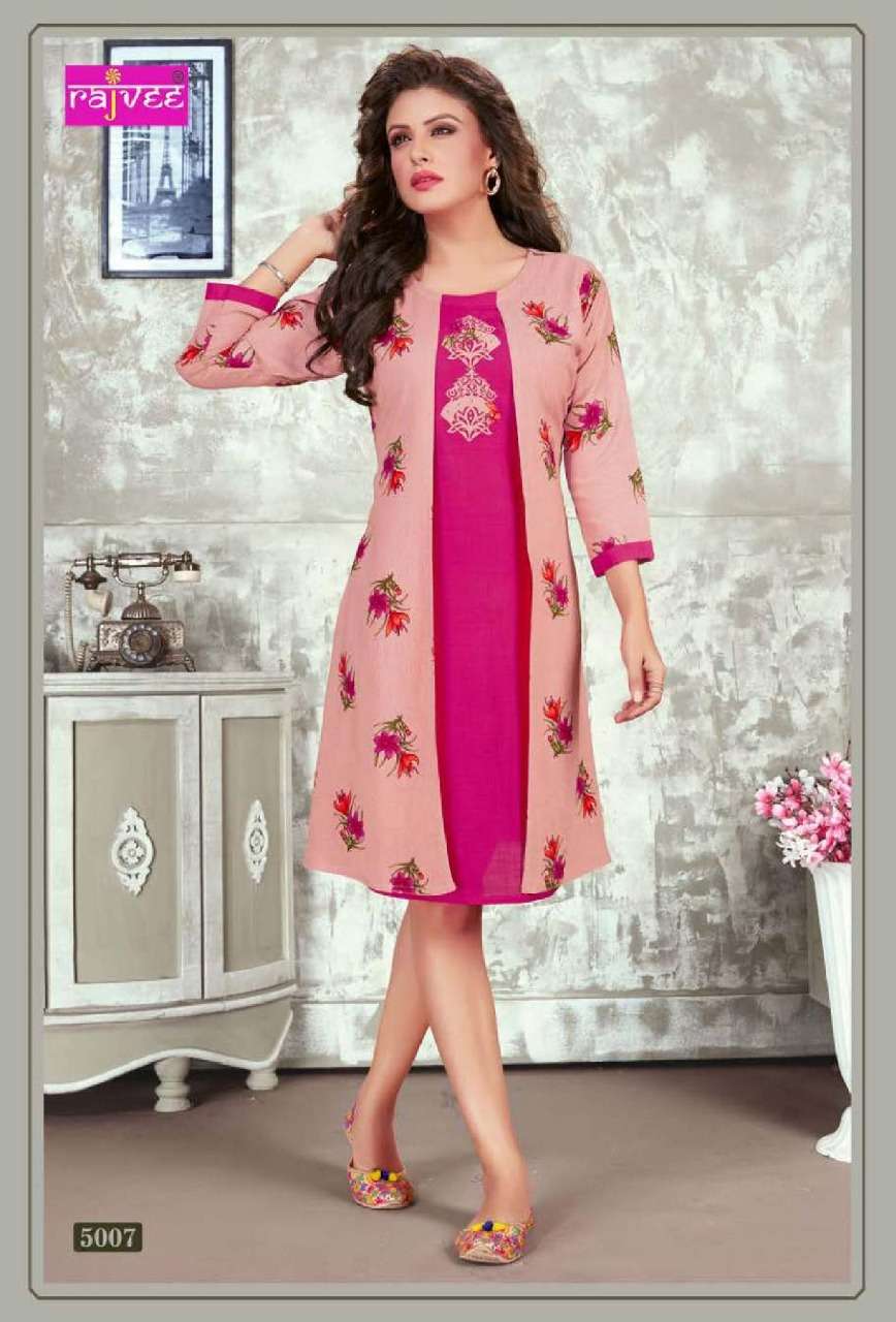 MOMENT VOL-2 BY RAJVEE 5001 TO 5008 SERIES STYLISH FANCY BEAUTIFUL COLORFUL CASUAL WEAR & ETHNIC WEAR RAYON PRINTED KURTIS AT WHOLESALE PRICE