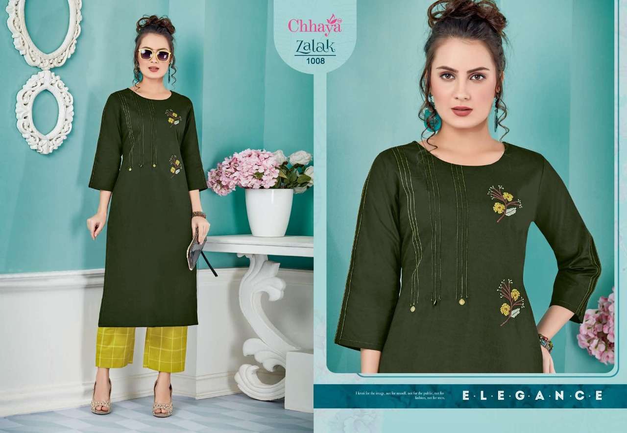 ZALAK BY CHHAYA 1001 TO 1008 SERIES STYLISH FANCY BEAUTIFUL COLORFUL CASUAL WEAR & ETHNIC WEAR HEAVY COTTON KURTIS AT WHOLESALE PRICE