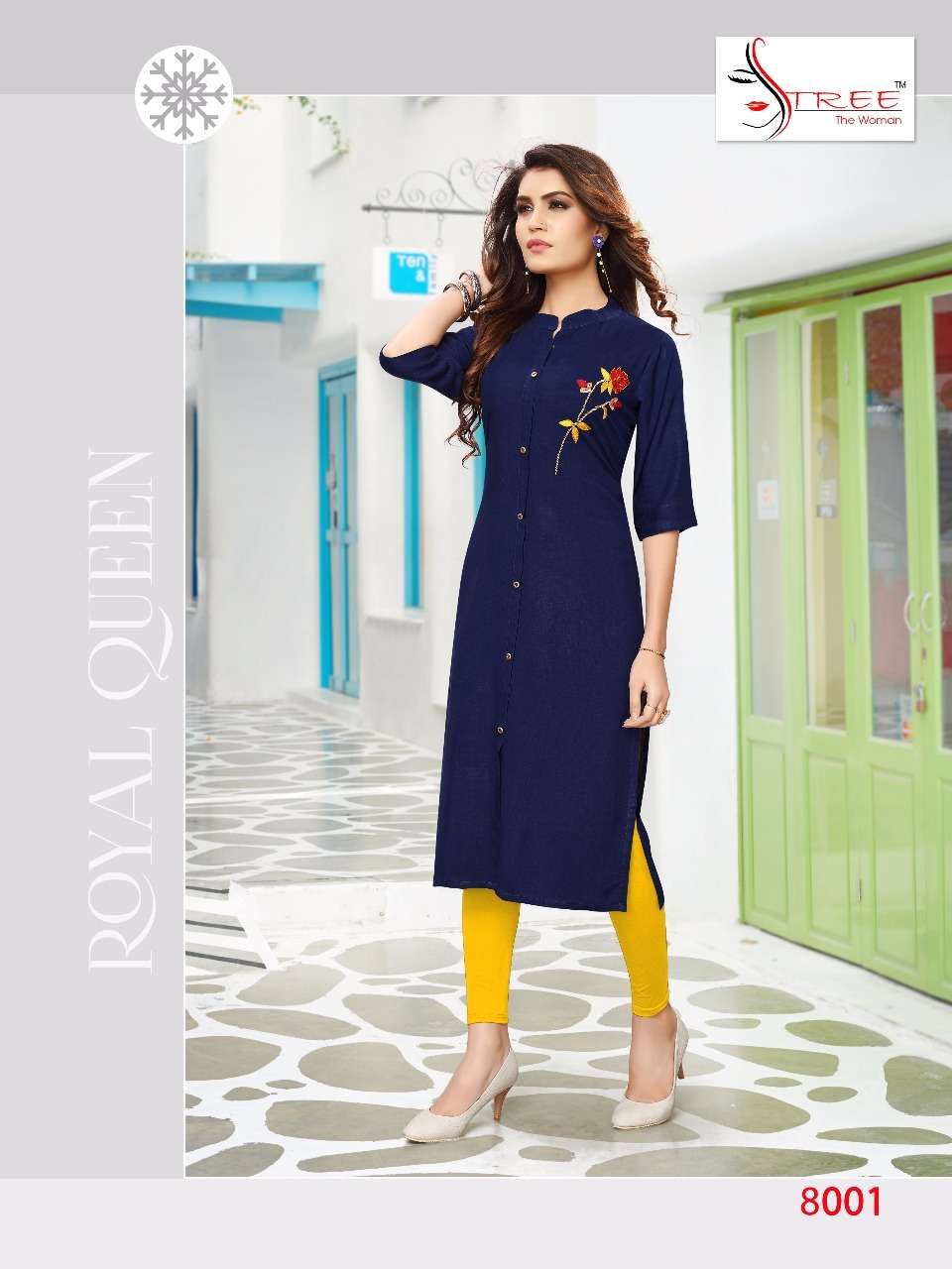 SITARA STEP VOL-8 BY STREE FASHION 8001 TO 8006 SERIES STYLISH FANCY BEAUTIFUL COLORFUL CASUAL WEAR & ETHNIC WEAR HEAVY RAYON SLUB WITH HAND WORK KURTIS AT WHOLESALE PRICE