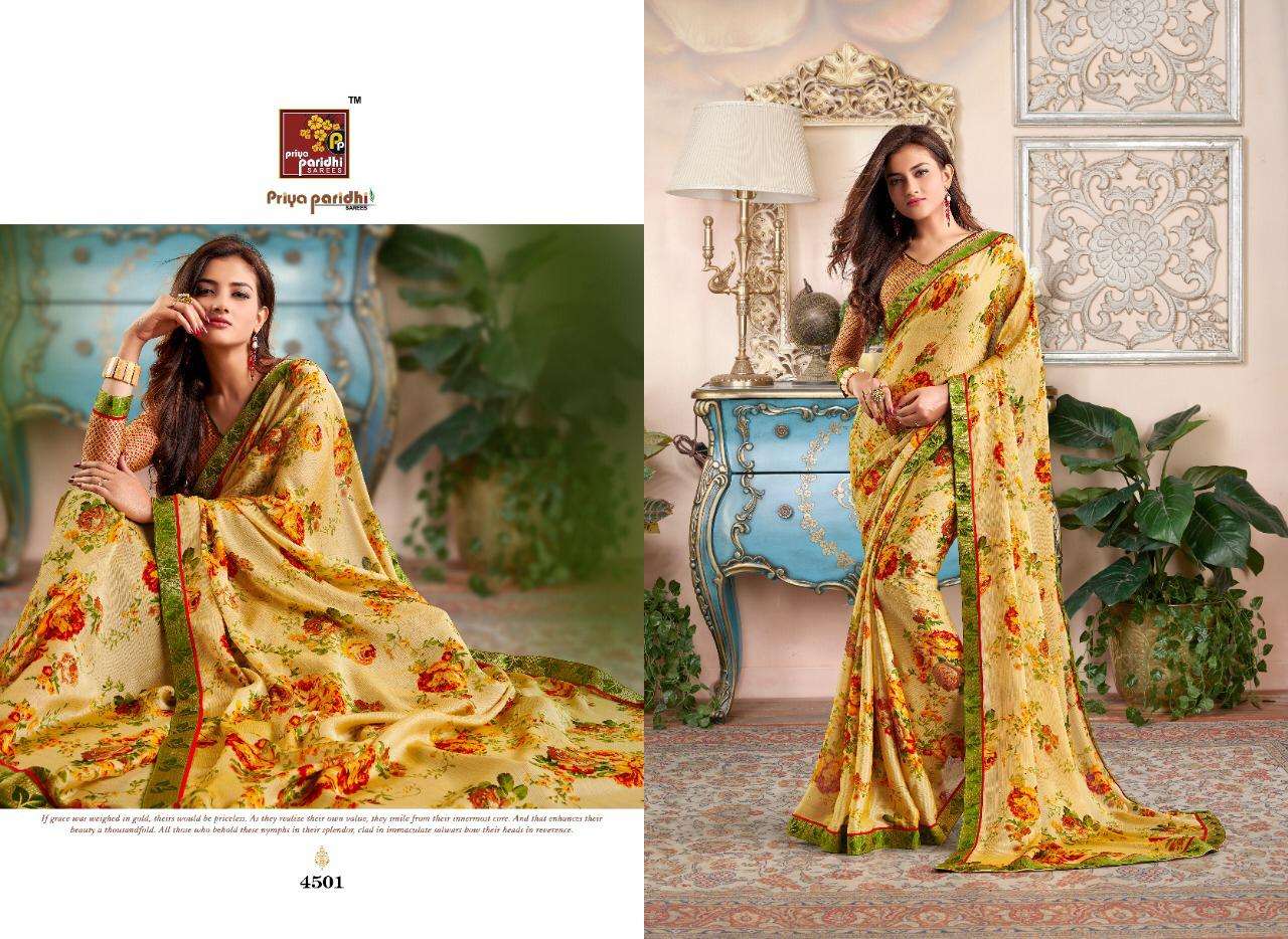 SWASTIK VOL-2 BY PRIYA PARIDHI 4497 TO 4506 SERIES INDIAN TRADITIONAL WEAR COLLECTION BEAUTIFUL STYLISH FANCY COLORFUL PARTY WEAR & OCCASIONAL WEAR MOSE PRINTED SAREES AT WHOLESALE PRICE