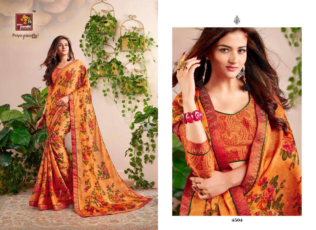 SWASTIK VOL-2 BY PRIYA PARIDHI 4497 TO 4506 SERIES INDIAN TRADITIONAL WEAR COLLECTION BEAUTIFUL STYLISH FANCY COLORFUL PARTY WEAR & OCCASIONAL WEAR MOSE PRINTED SAREES AT WHOLESALE PRICE