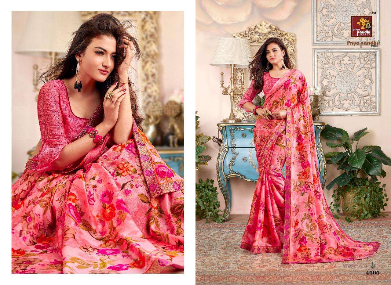 SWASTIK VOL-2 BY PRIYA PARIDHI 4497 TO 4506 SERIES INDIAN TRADITIONAL WEAR COLLECTION BEAUTIFUL STYLISH FANCY COLORFUL PARTY WEAR & OCCASIONAL WEAR MOSE PRINTED SAREES AT WHOLESALE PRICE