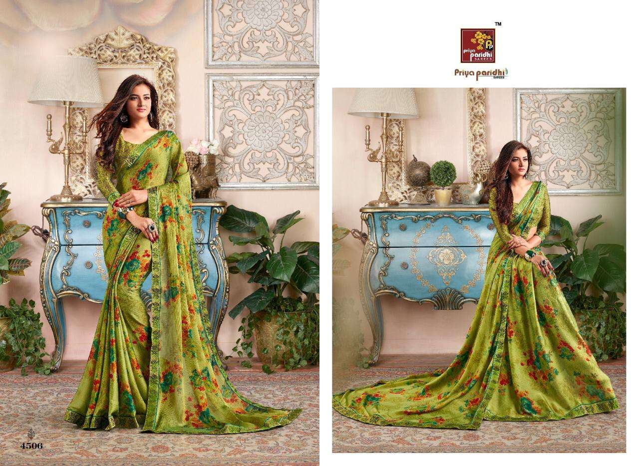 SWASTIK VOL-2 BY PRIYA PARIDHI 4497 TO 4506 SERIES INDIAN TRADITIONAL WEAR COLLECTION BEAUTIFUL STYLISH FANCY COLORFUL PARTY WEAR & OCCASIONAL WEAR MOSE PRINTED SAREES AT WHOLESALE PRICE