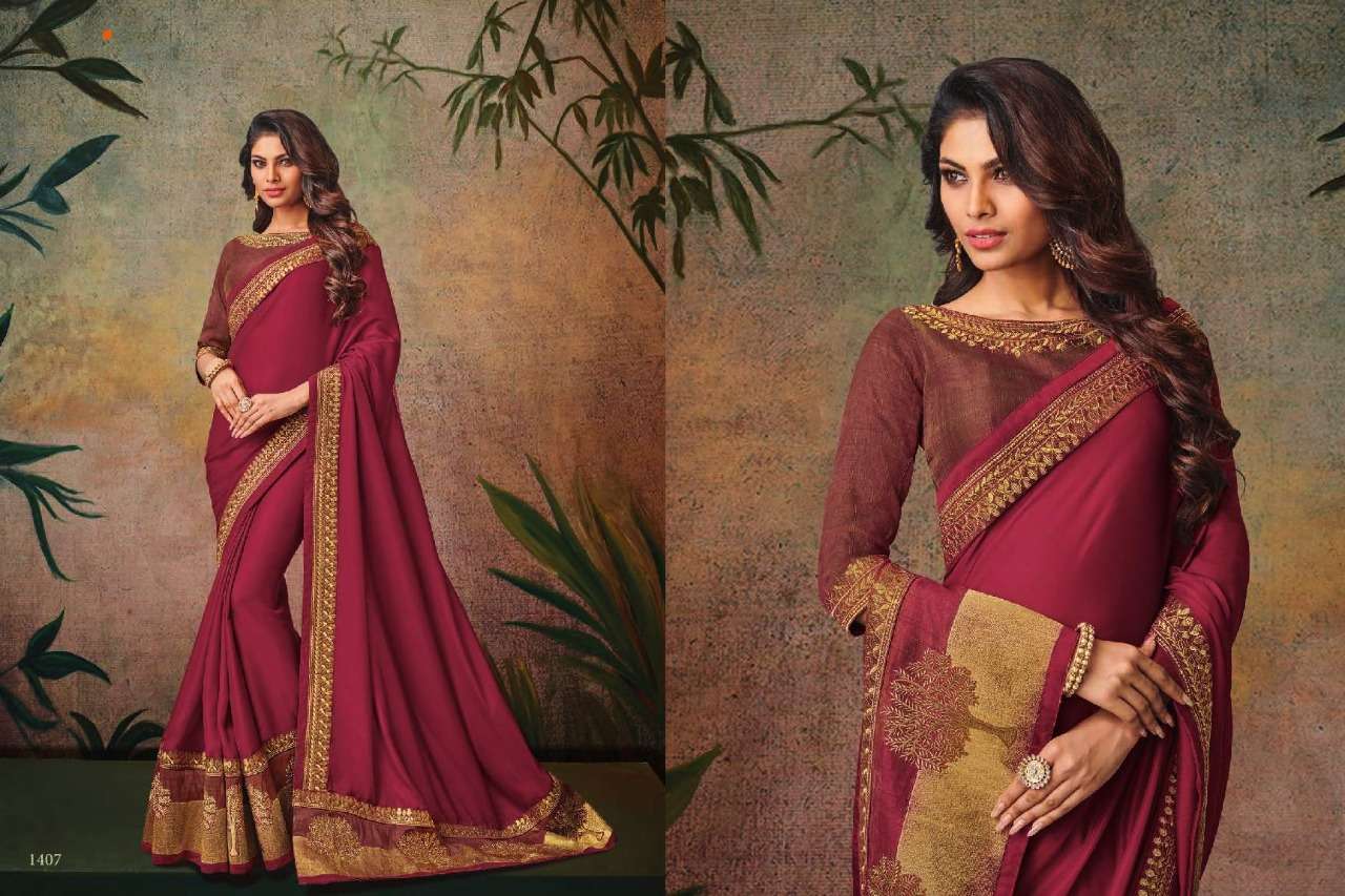 VANYA VOL-5 BY VANYA 1401 TO 1417 SERIES INDIAN TRADITIONAL WEAR COLLECTION BEAUTIFUL STYLISH FANCY COLORFUL PARTY WEAR & OCCASIONAL WEAR FANCY SAREES AT WHOLESALE PRICE
