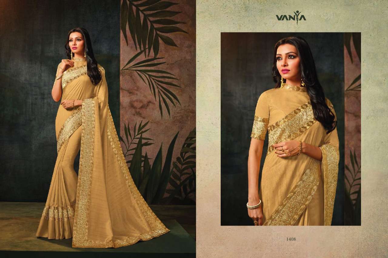 VANYA VOL-5 BY VANYA 1401 TO 1417 SERIES INDIAN TRADITIONAL WEAR COLLECTION BEAUTIFUL STYLISH FANCY COLORFUL PARTY WEAR & OCCASIONAL WEAR FANCY SAREES AT WHOLESALE PRICE