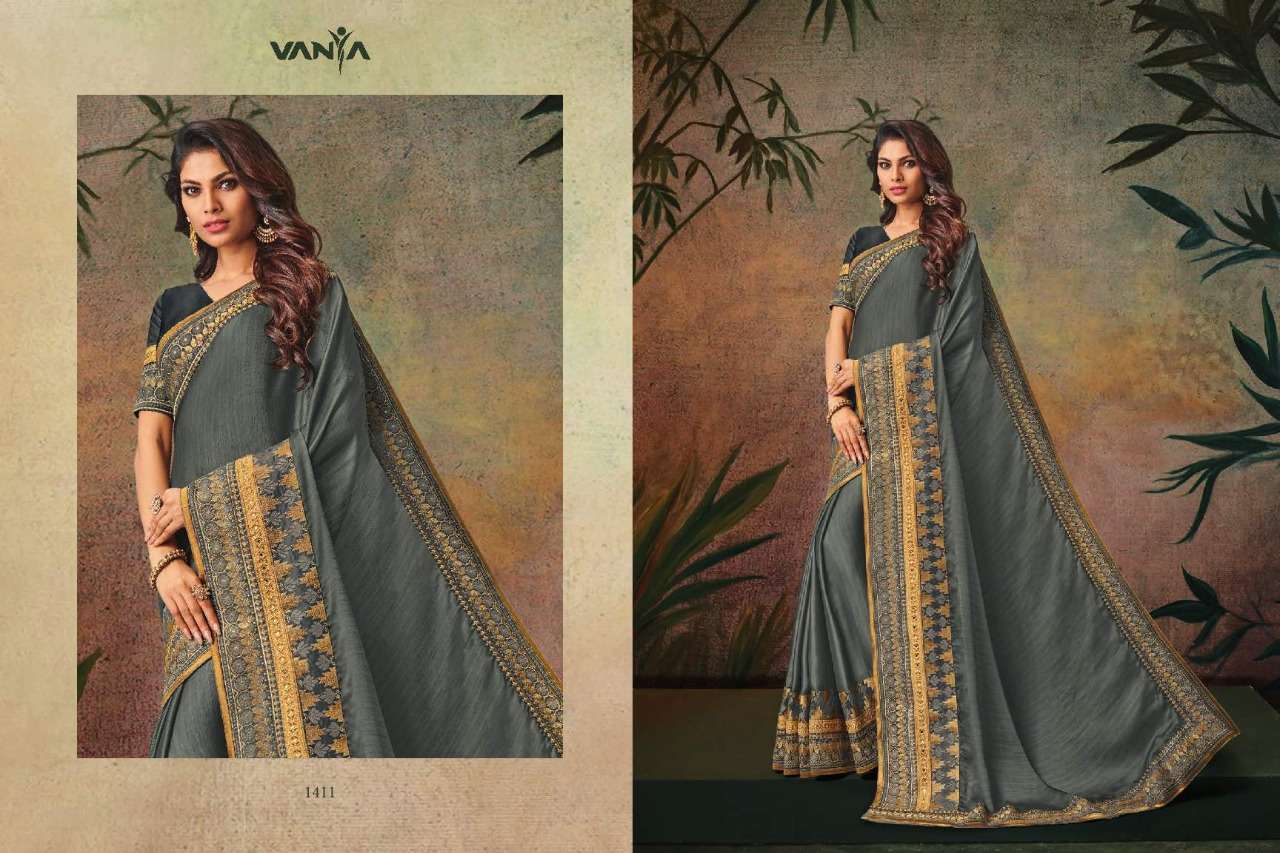 VANYA VOL-5 BY VANYA 1401 TO 1417 SERIES INDIAN TRADITIONAL WEAR COLLECTION BEAUTIFUL STYLISH FANCY COLORFUL PARTY WEAR & OCCASIONAL WEAR FANCY SAREES AT WHOLESALE PRICE