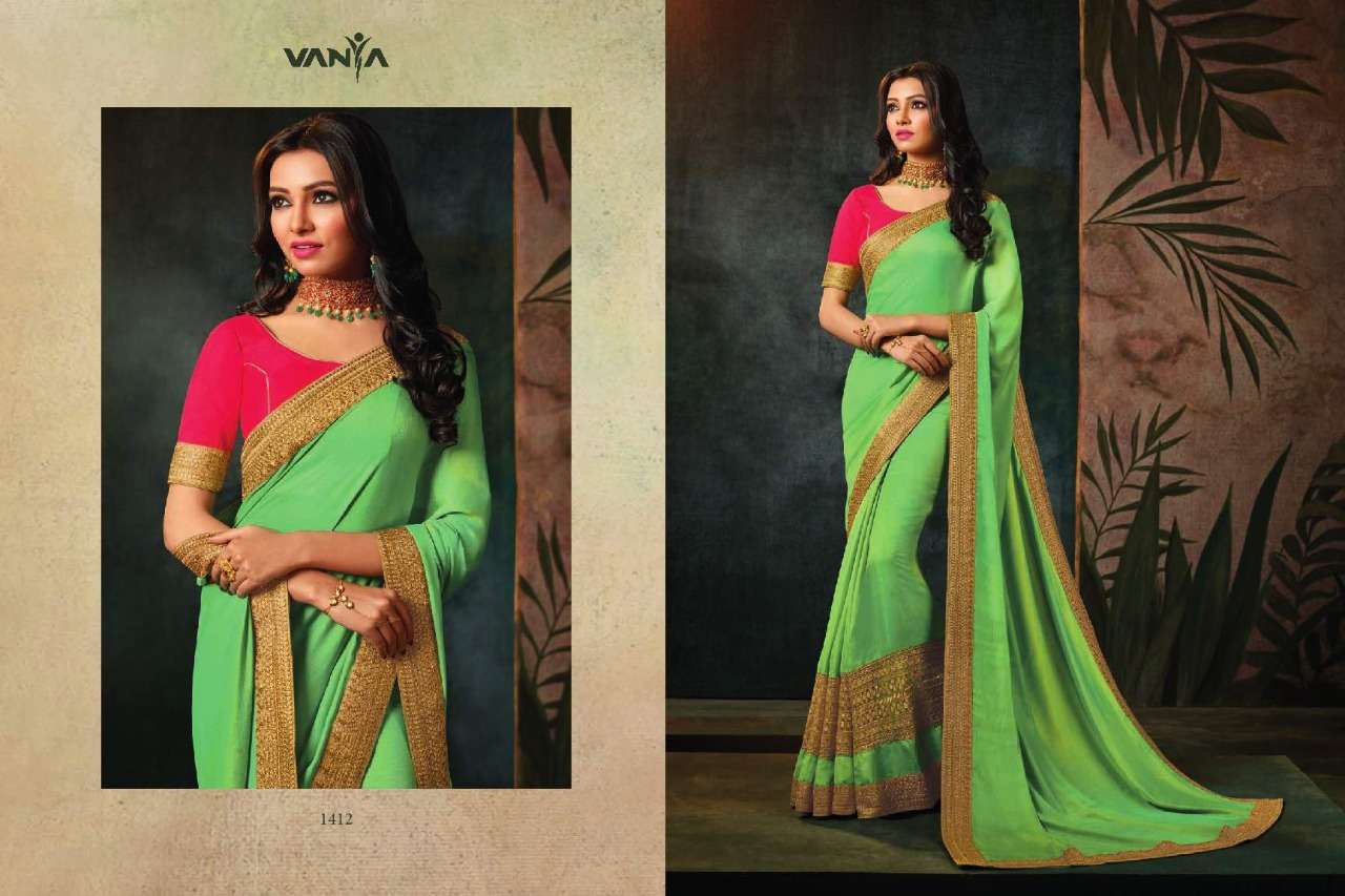 VANYA VOL-5 BY VANYA 1401 TO 1417 SERIES INDIAN TRADITIONAL WEAR COLLECTION BEAUTIFUL STYLISH FANCY COLORFUL PARTY WEAR & OCCASIONAL WEAR FANCY SAREES AT WHOLESALE PRICE