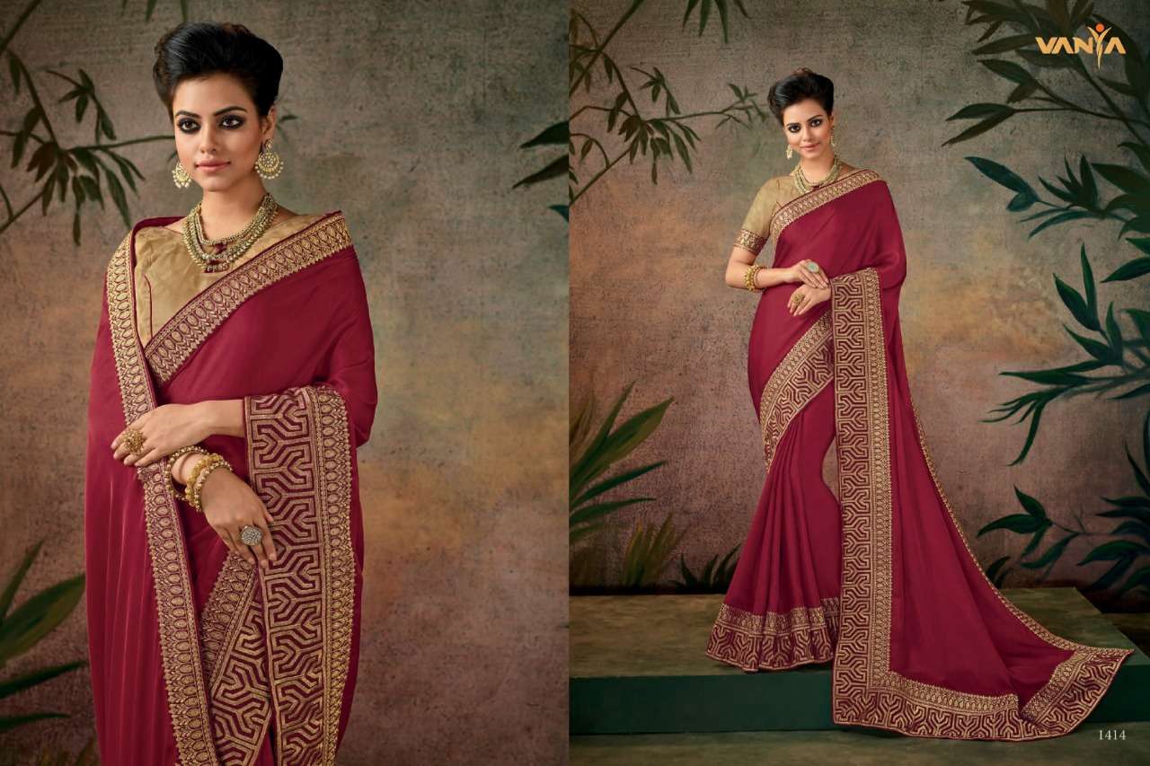 VANYA VOL-5 BY VANYA 1401 TO 1417 SERIES INDIAN TRADITIONAL WEAR COLLECTION BEAUTIFUL STYLISH FANCY COLORFUL PARTY WEAR & OCCASIONAL WEAR FANCY SAREES AT WHOLESALE PRICE