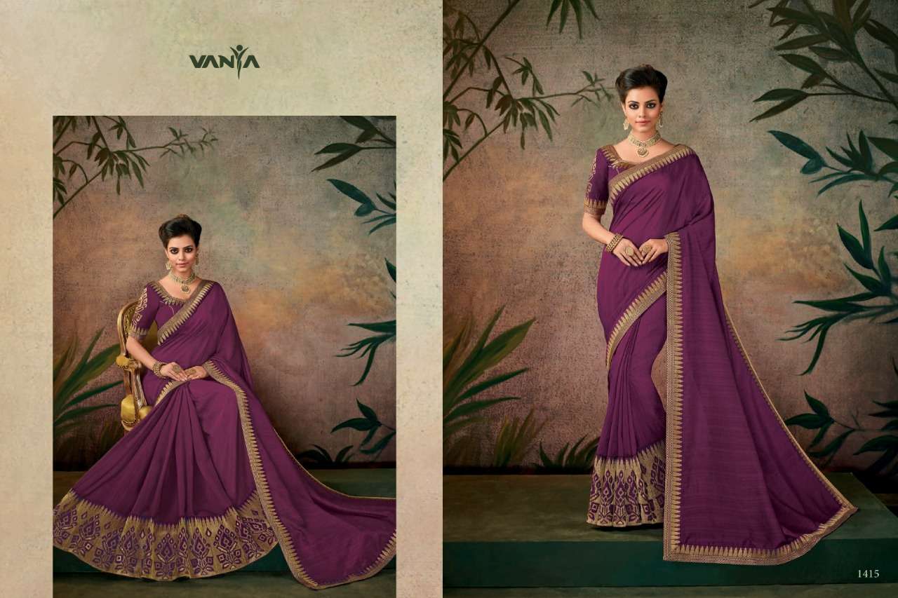 VANYA VOL-5 BY VANYA 1401 TO 1417 SERIES INDIAN TRADITIONAL WEAR COLLECTION BEAUTIFUL STYLISH FANCY COLORFUL PARTY WEAR & OCCASIONAL WEAR FANCY SAREES AT WHOLESALE PRICE