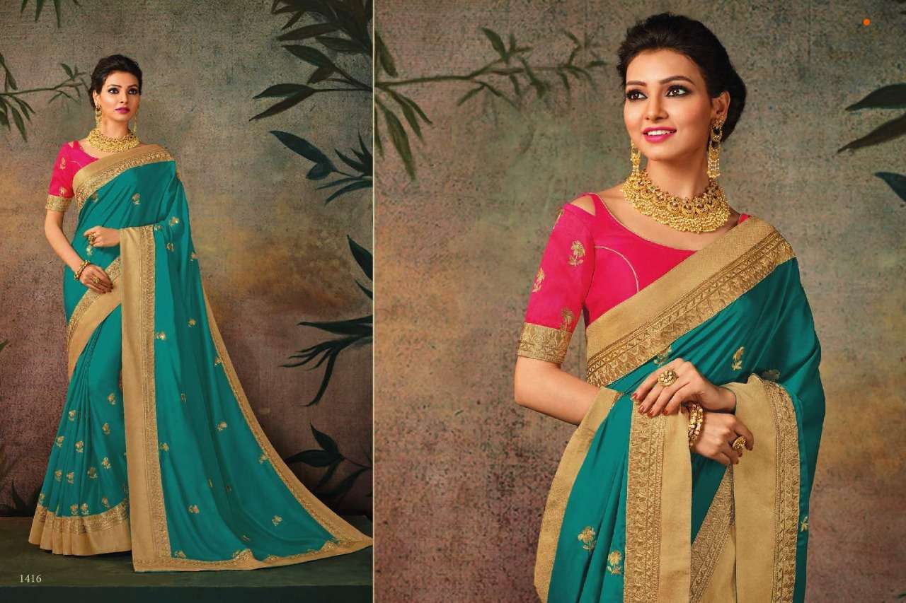 VANYA VOL-5 BY VANYA 1401 TO 1417 SERIES INDIAN TRADITIONAL WEAR COLLECTION BEAUTIFUL STYLISH FANCY COLORFUL PARTY WEAR & OCCASIONAL WEAR FANCY SAREES AT WHOLESALE PRICE