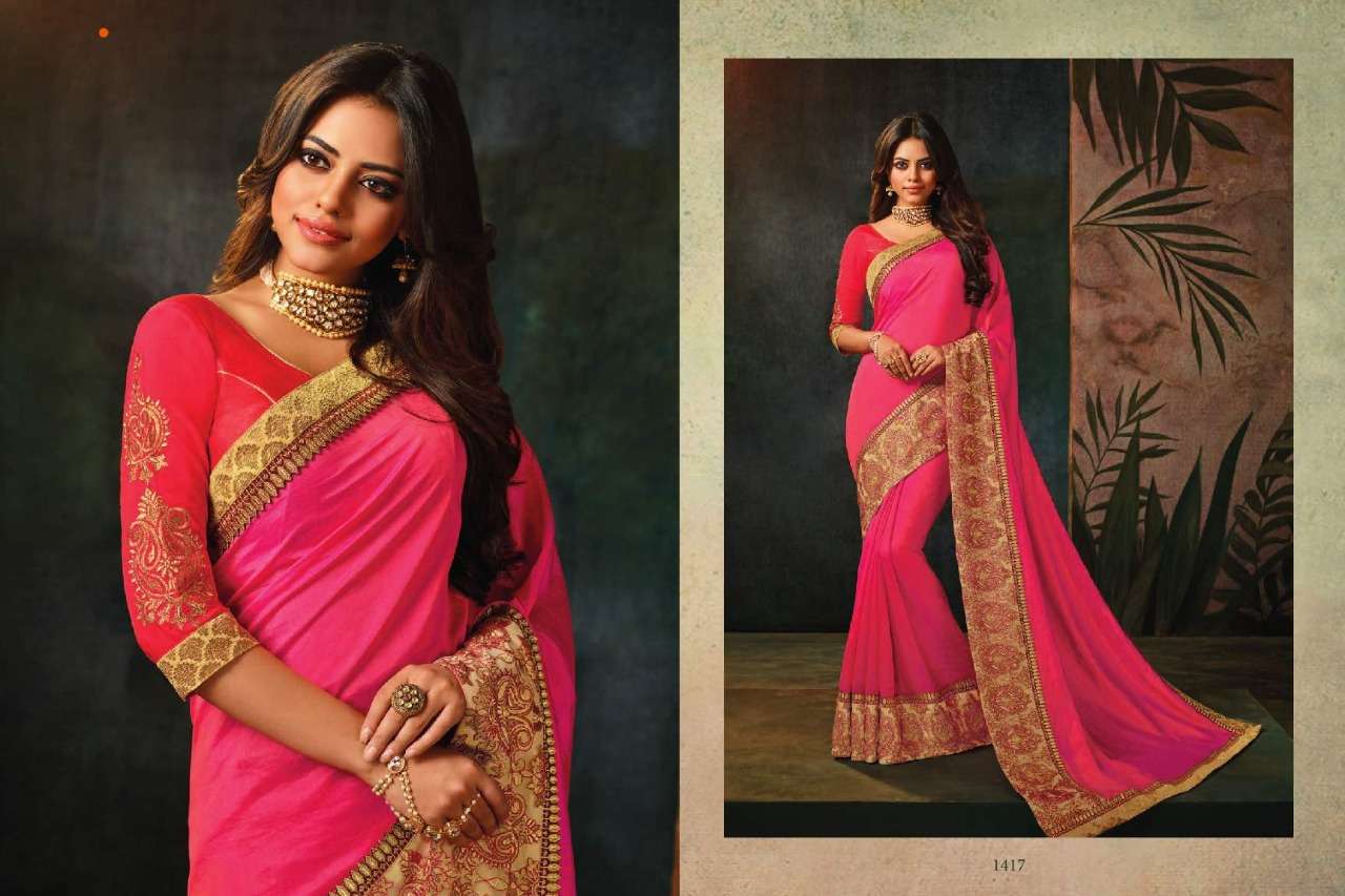 VANYA VOL-5 BY VANYA 1401 TO 1417 SERIES INDIAN TRADITIONAL WEAR COLLECTION BEAUTIFUL STYLISH FANCY COLORFUL PARTY WEAR & OCCASIONAL WEAR FANCY SAREES AT WHOLESALE PRICE