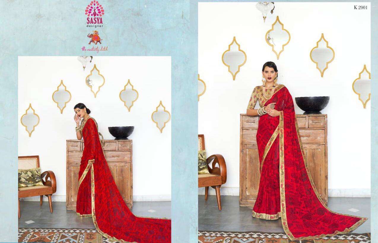 SAKUNTALA BY SASYA DESIGNER 2901 TO 2912 SERIES INDIAN TRADITIONAL WEAR COLLECTION BEAUTIFUL STYLISH FANCY COLORFUL PARTY WEAR & OCCASIONAL WEAR RICH SILK GEORGETTE SAREES AT WHOLESALE PRICE