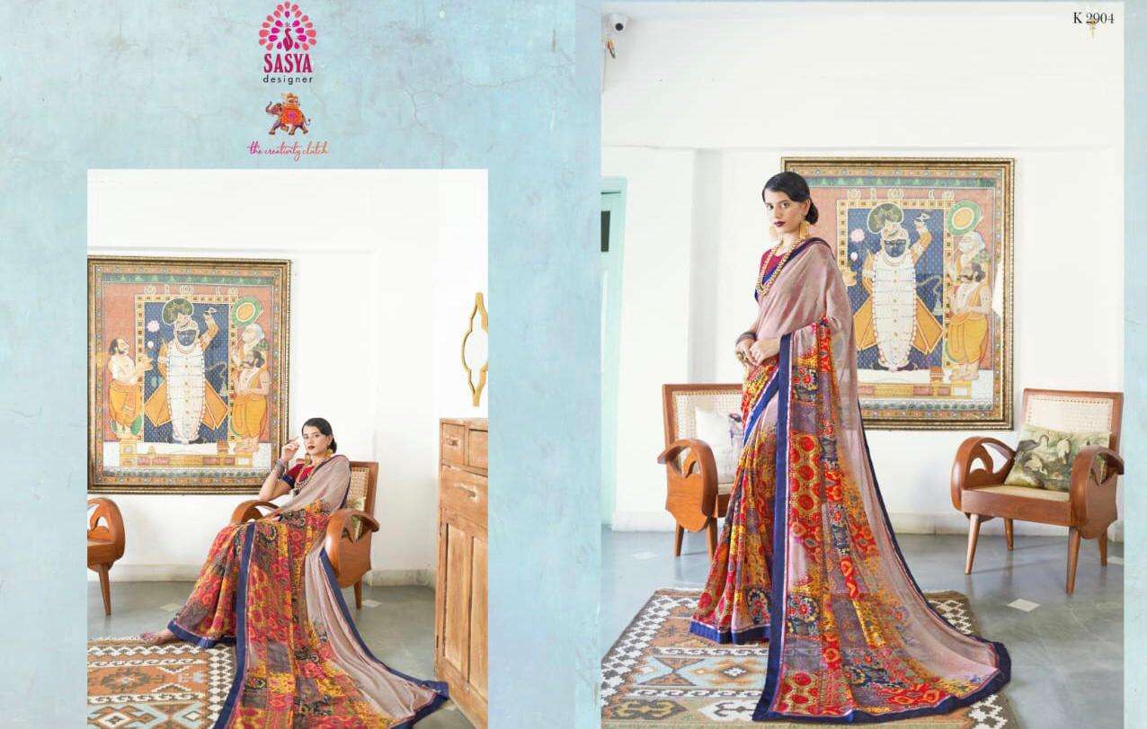 SAKUNTALA BY SASYA DESIGNER 2901 TO 2912 SERIES INDIAN TRADITIONAL WEAR COLLECTION BEAUTIFUL STYLISH FANCY COLORFUL PARTY WEAR & OCCASIONAL WEAR RICH SILK GEORGETTE SAREES AT WHOLESALE PRICE