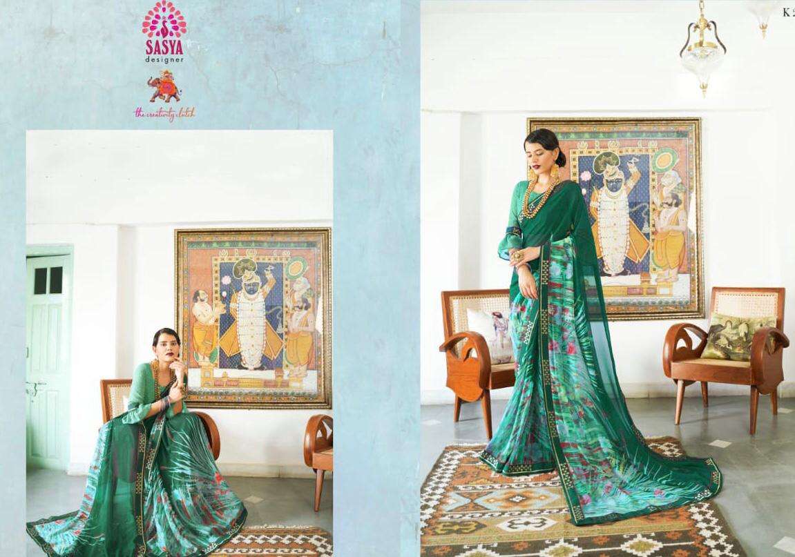 SAKUNTALA BY SASYA DESIGNER 2901 TO 2912 SERIES INDIAN TRADITIONAL WEAR COLLECTION BEAUTIFUL STYLISH FANCY COLORFUL PARTY WEAR & OCCASIONAL WEAR RICH SILK GEORGETTE SAREES AT WHOLESALE PRICE