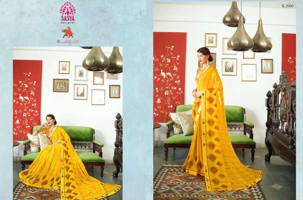 SAKUNTALA BY SASYA DESIGNER 2901 TO 2912 SERIES INDIAN TRADITIONAL WEAR COLLECTION BEAUTIFUL STYLISH FANCY COLORFUL PARTY WEAR & OCCASIONAL WEAR RICH SILK GEORGETTE SAREES AT WHOLESALE PRICE