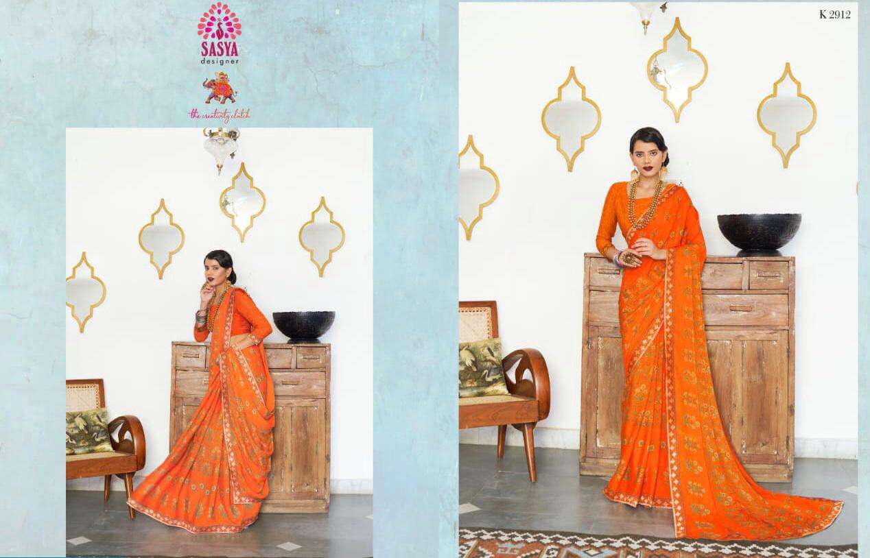 SAKUNTALA BY SASYA DESIGNER 2901 TO 2912 SERIES INDIAN TRADITIONAL WEAR COLLECTION BEAUTIFUL STYLISH FANCY COLORFUL PARTY WEAR & OCCASIONAL WEAR RICH SILK GEORGETTE SAREES AT WHOLESALE PRICE